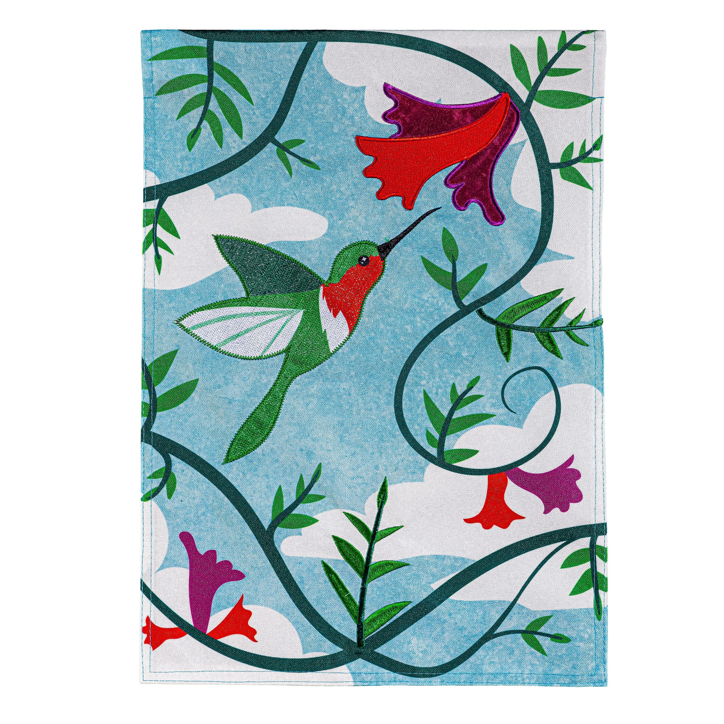 Hummingbird Applique House Flag