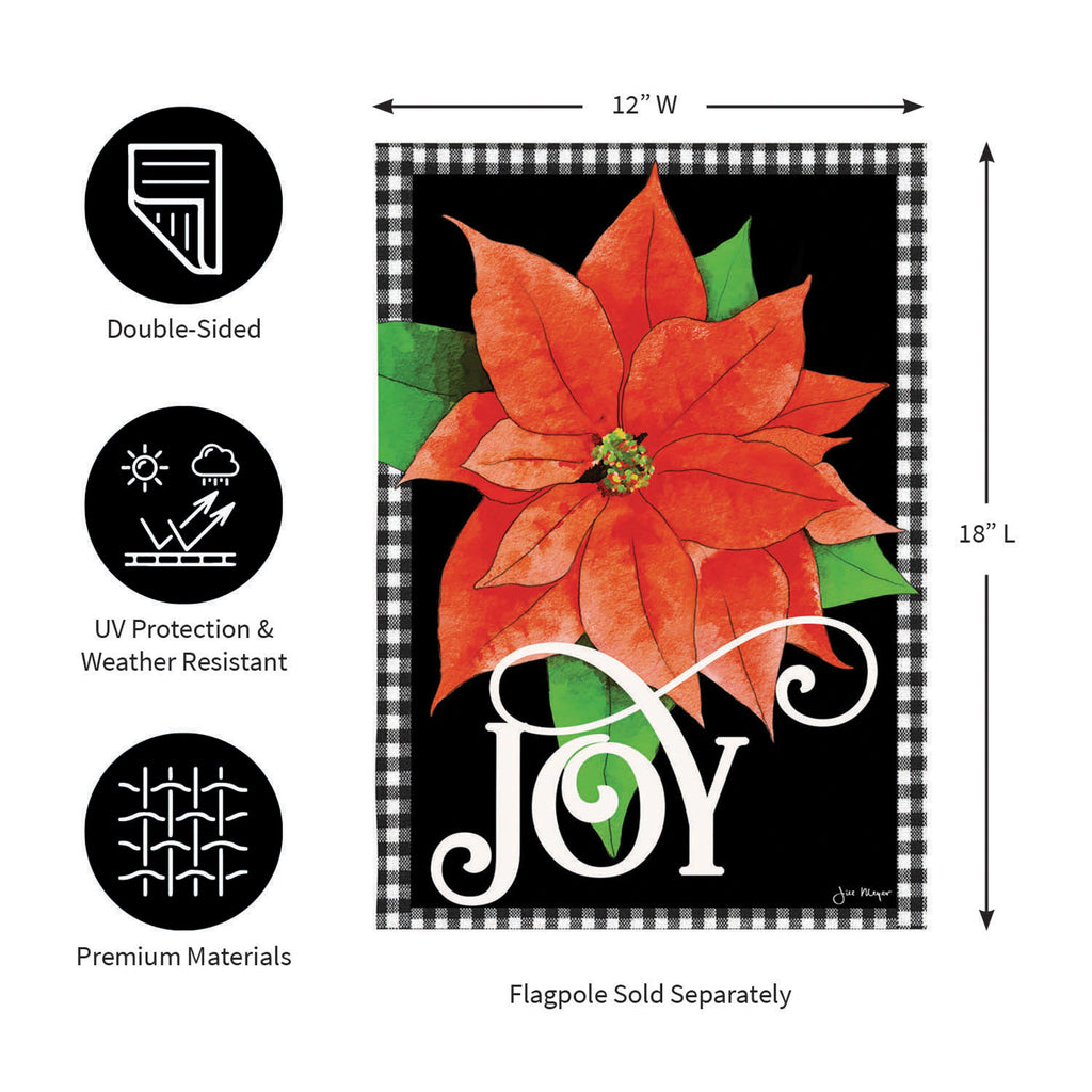 Joy Poinsettia Burlap Garden Flag