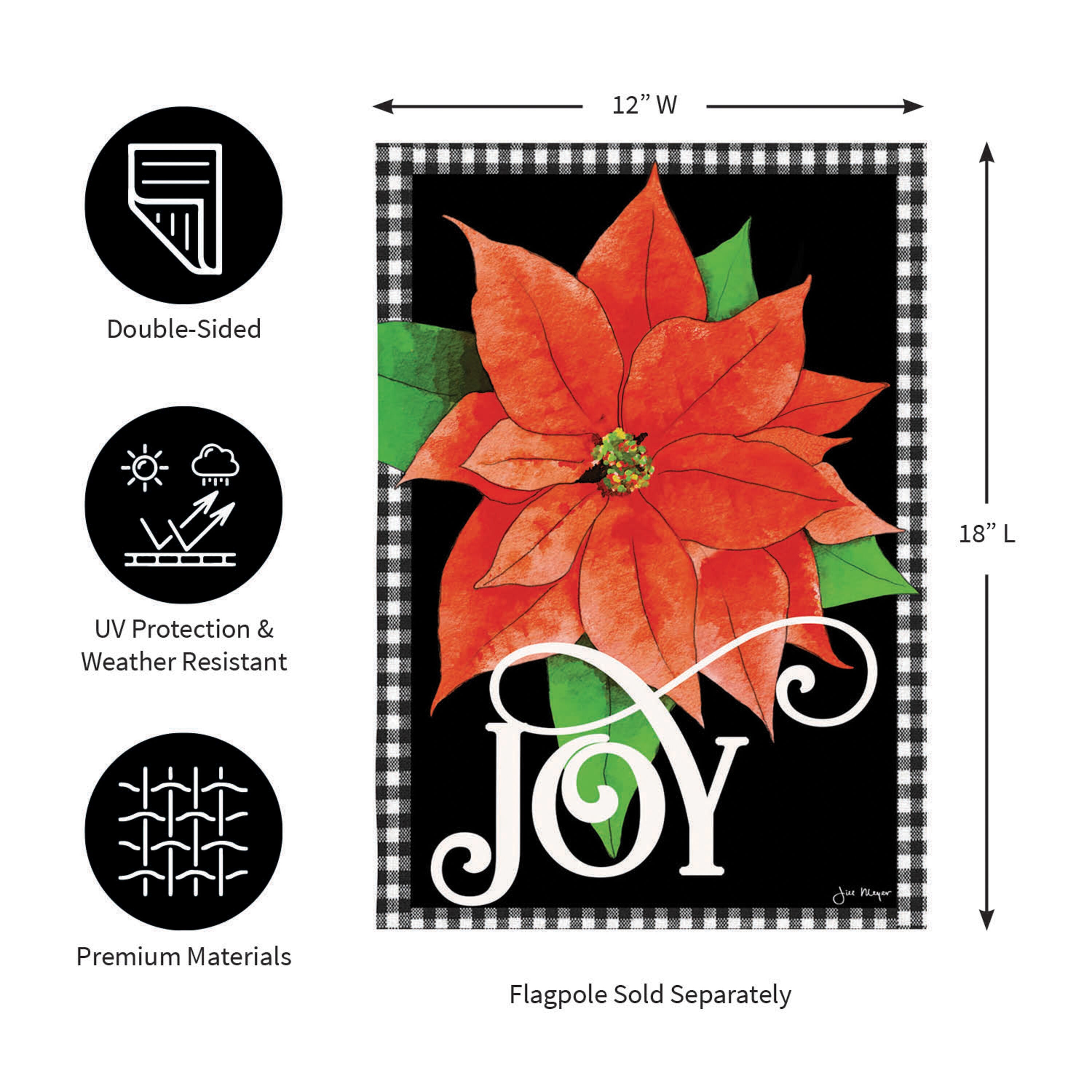 Joy Poinsettia Burlap Garden Flag