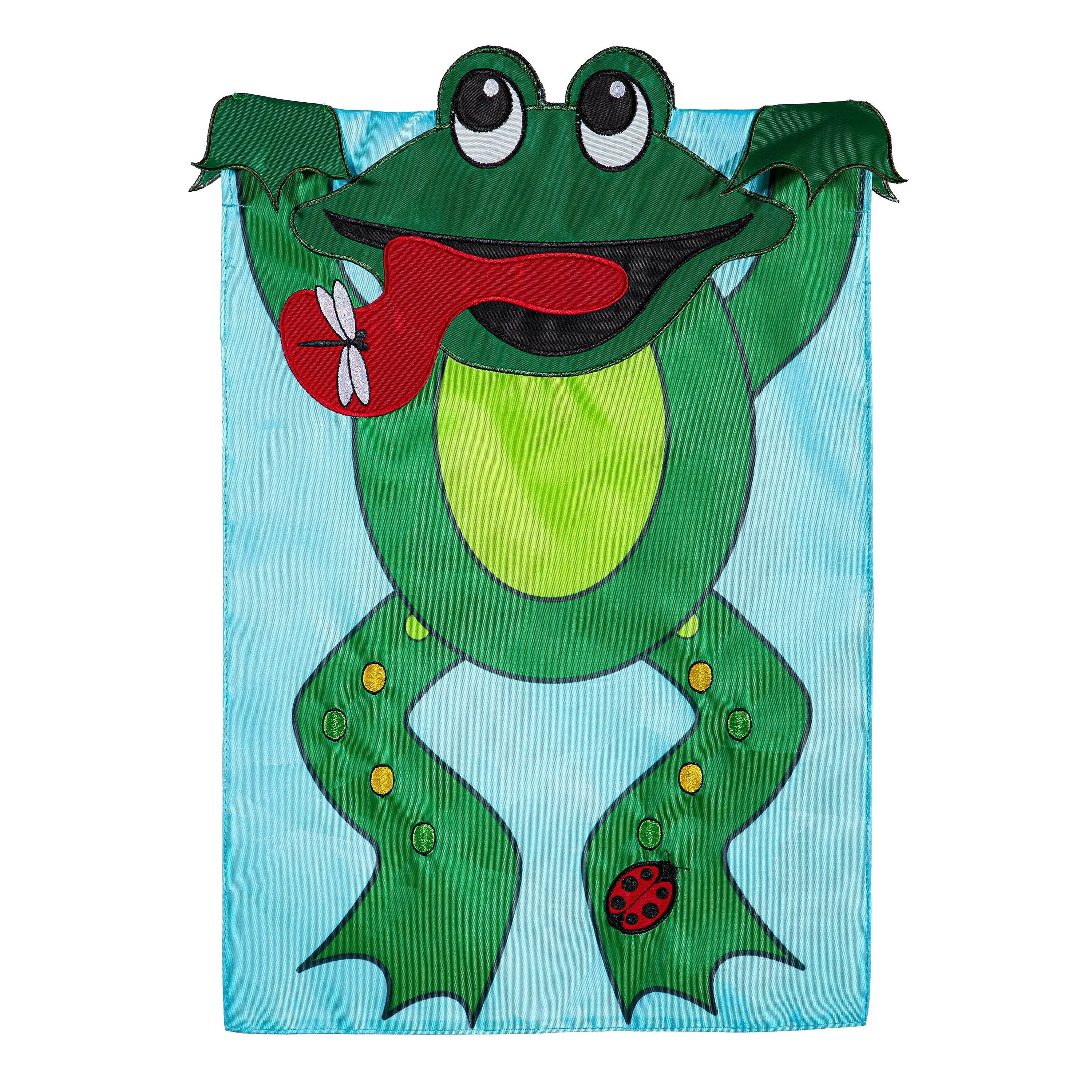 Deluxe 3D Frog Applique Garden Flag