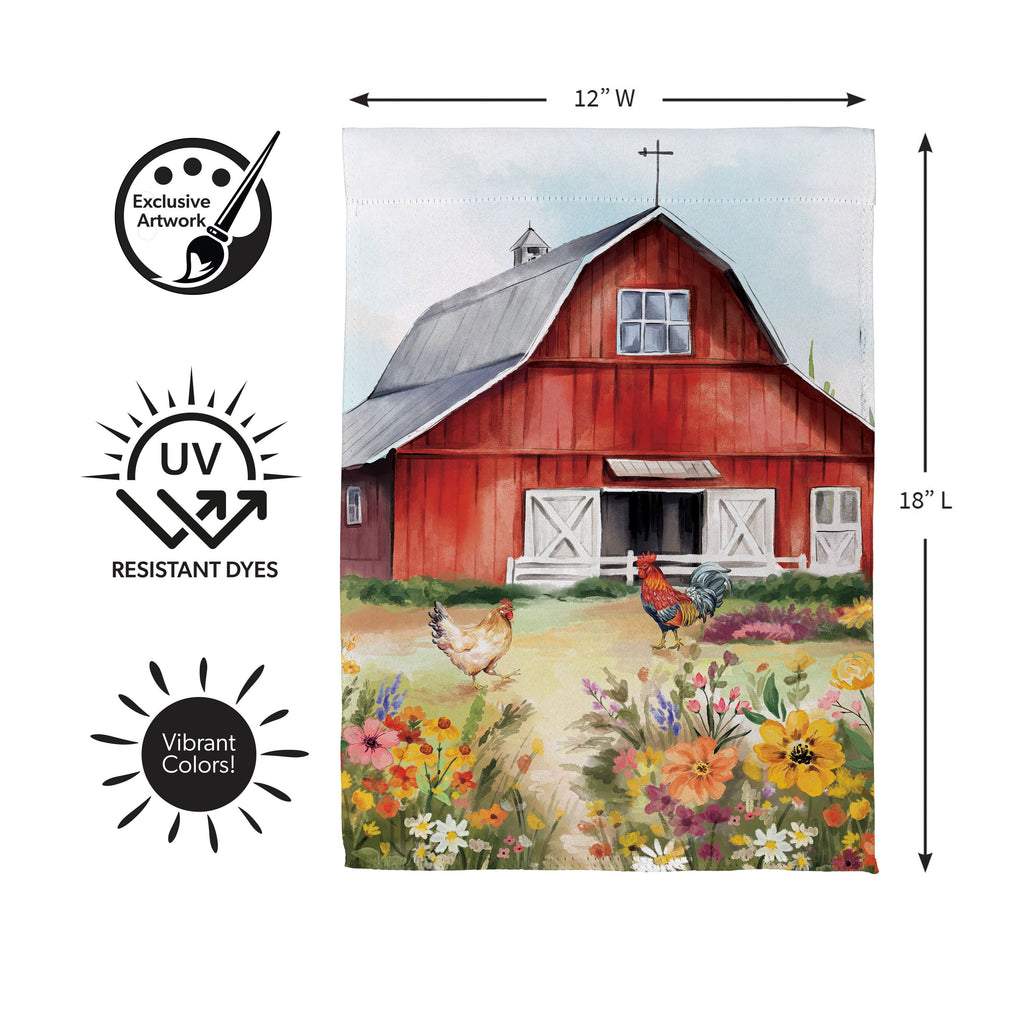 Hillside Pasture Barn Suede Garden Flag