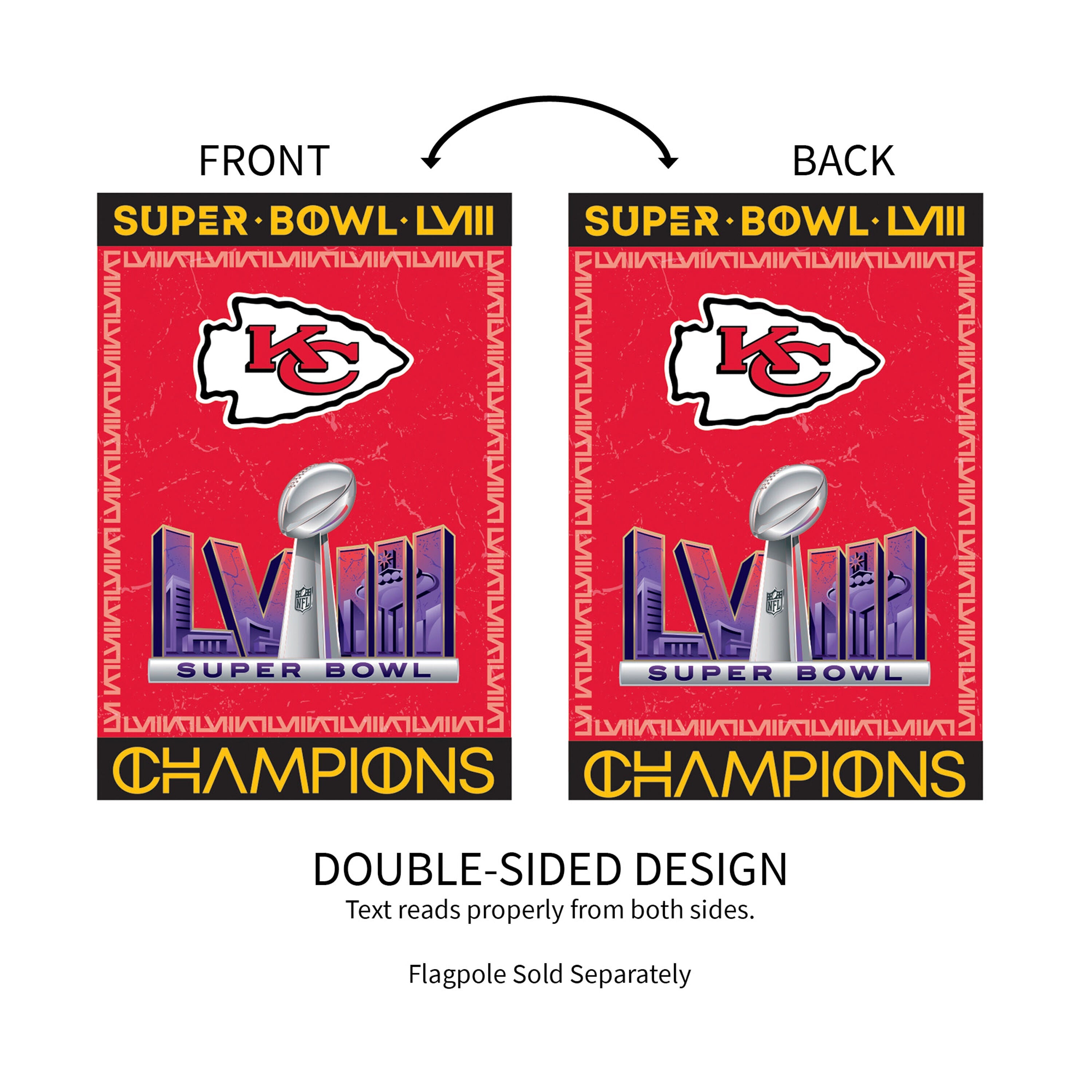 Kansas City Chiefs SB58 Champions Embossed Suede House Flag