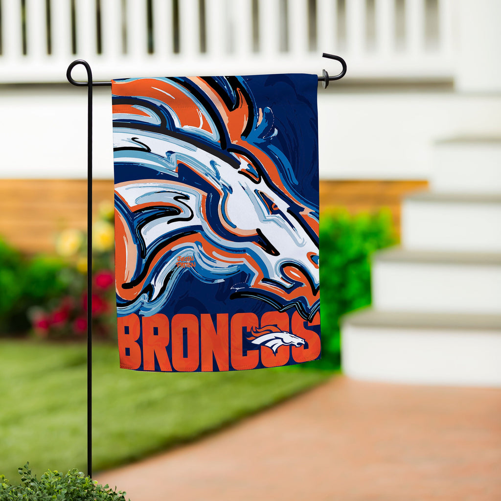 Denver Broncos Justin Patten Logo Suede Garden Flag