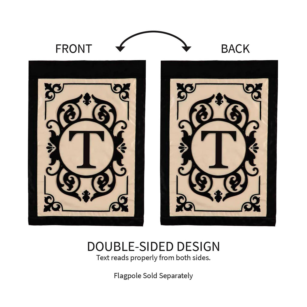 Cambridge Monogram Garden Applique Flag, Letter T