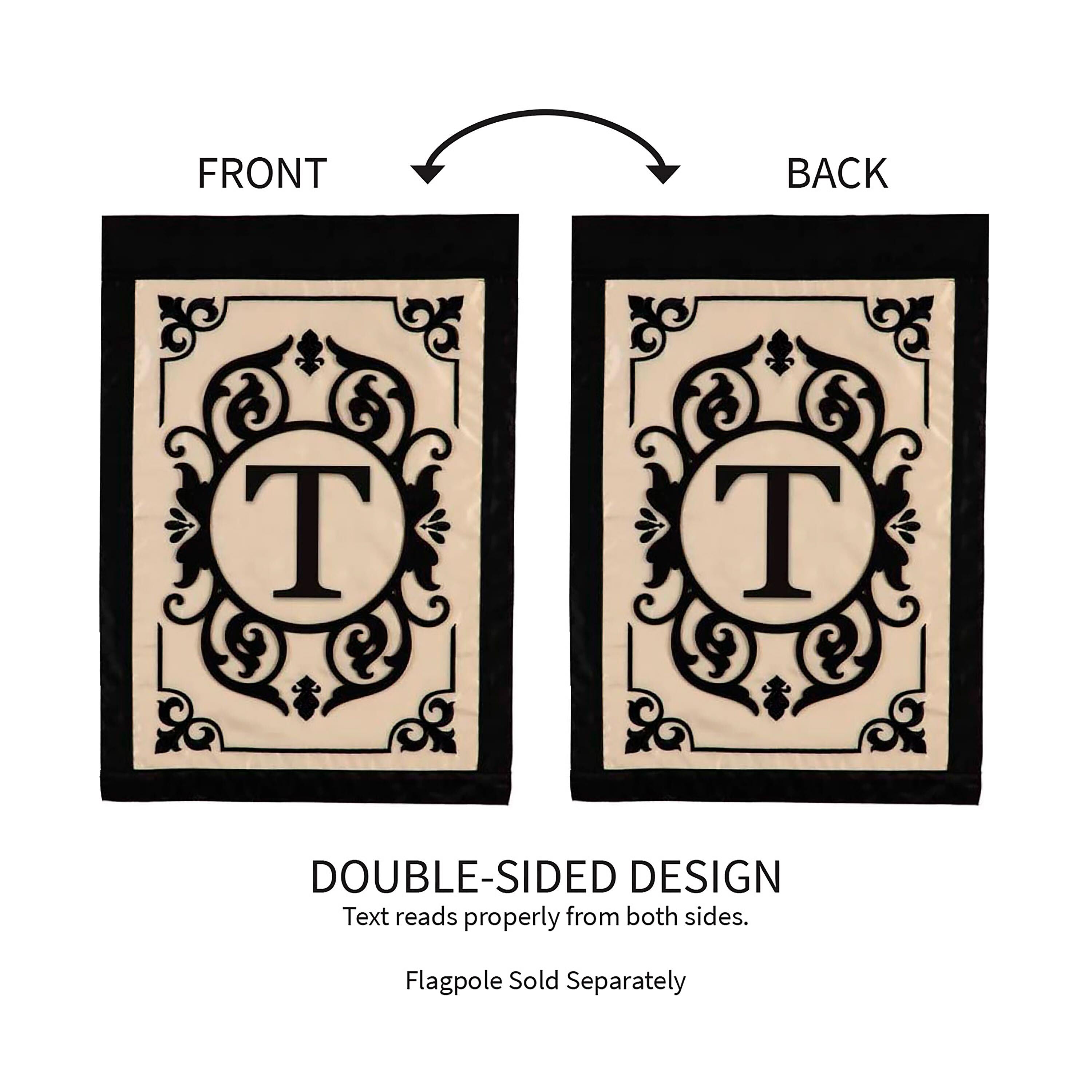 Cambridge Monogram Garden Applique Flag, Letter T