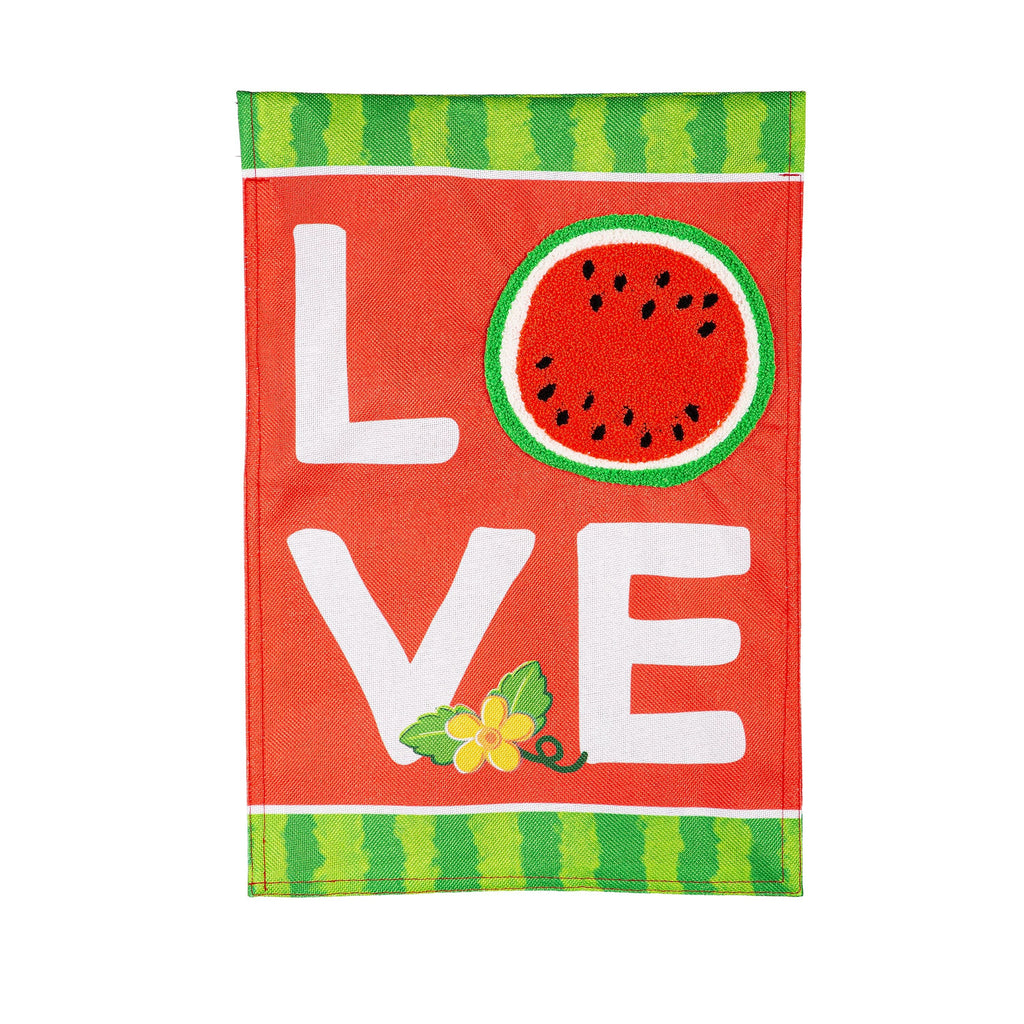 Watermelon Love Burlap House Flag