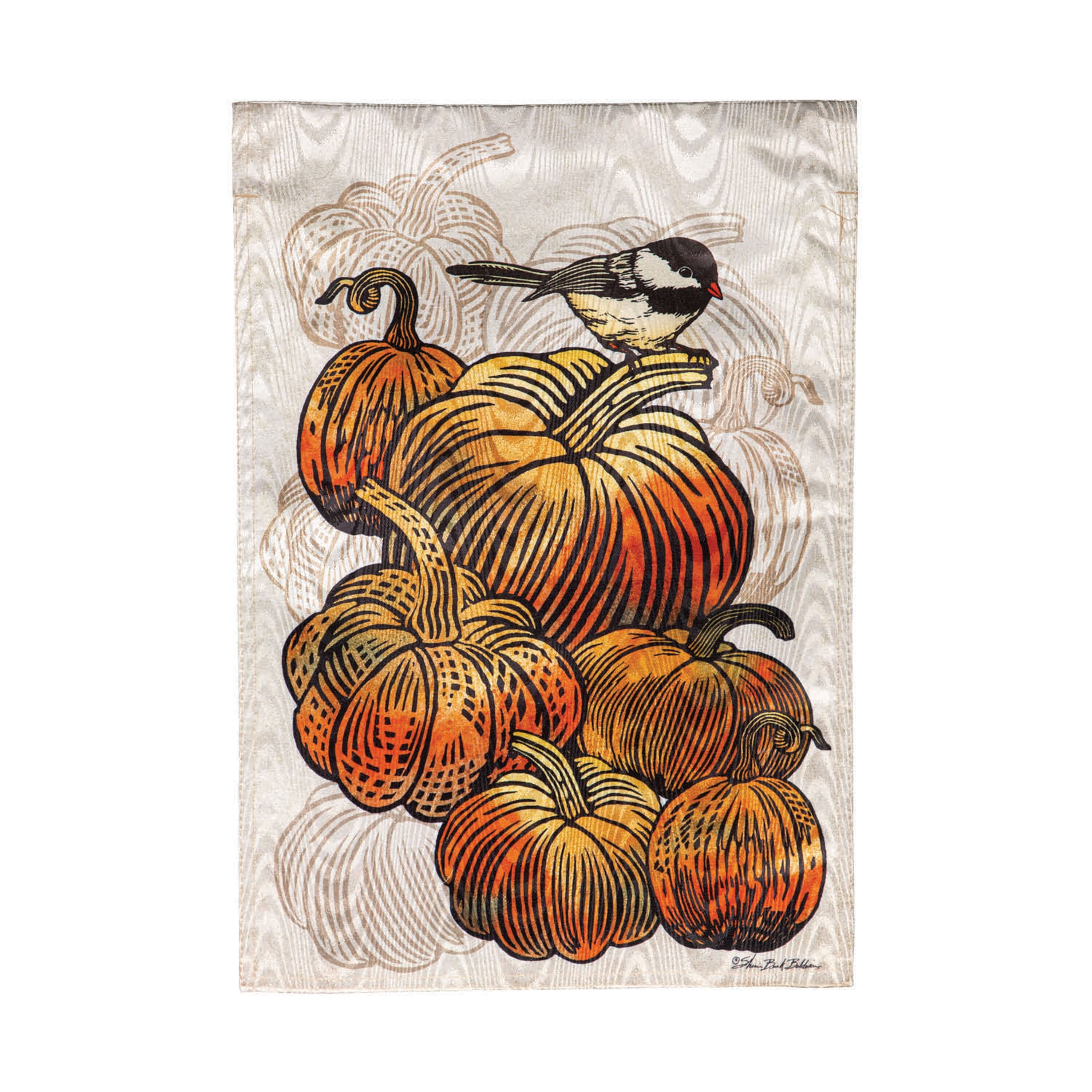Beautiful Pumpkins Moire Garden Flag