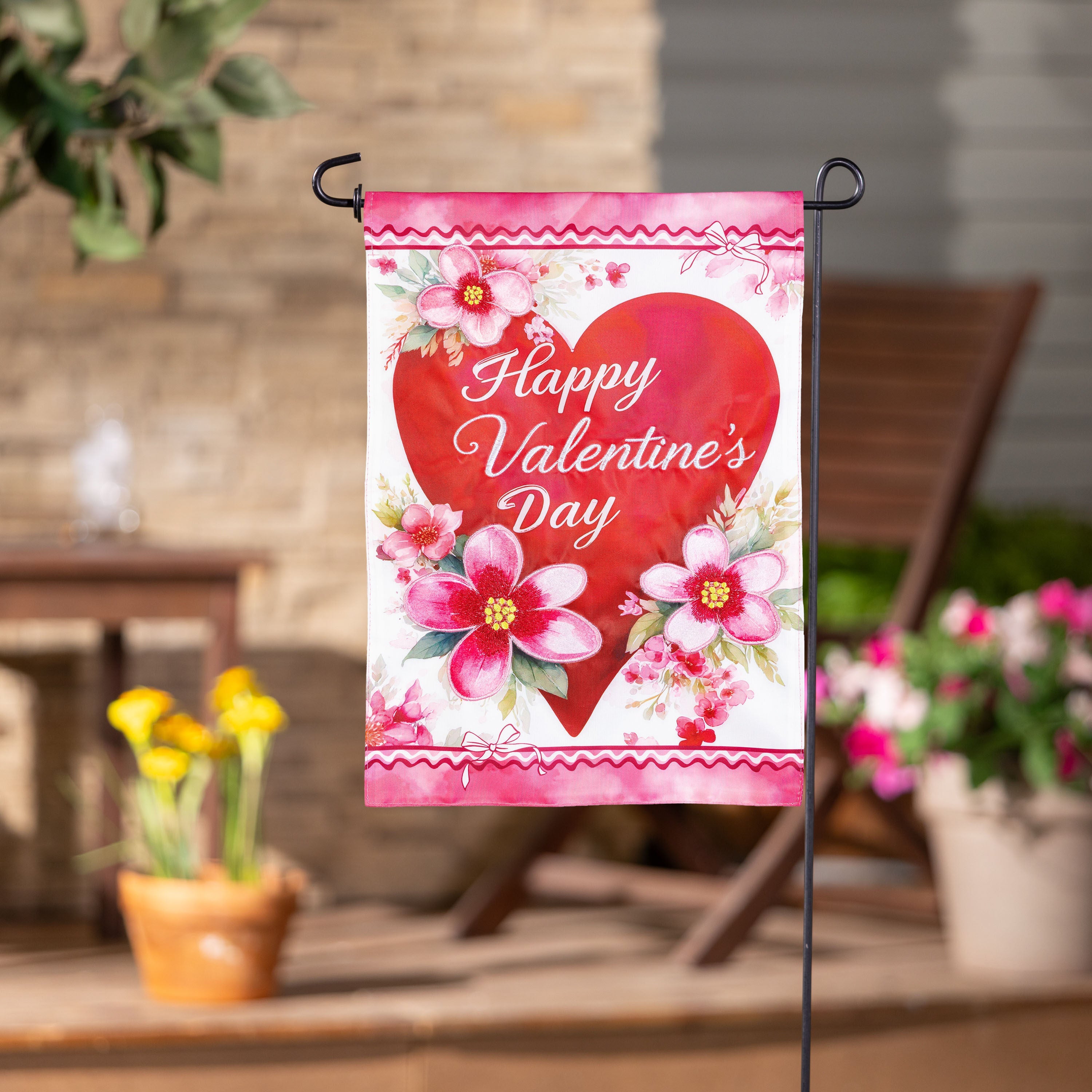Happy Valentine’s Day Heart Applique Garden Flag