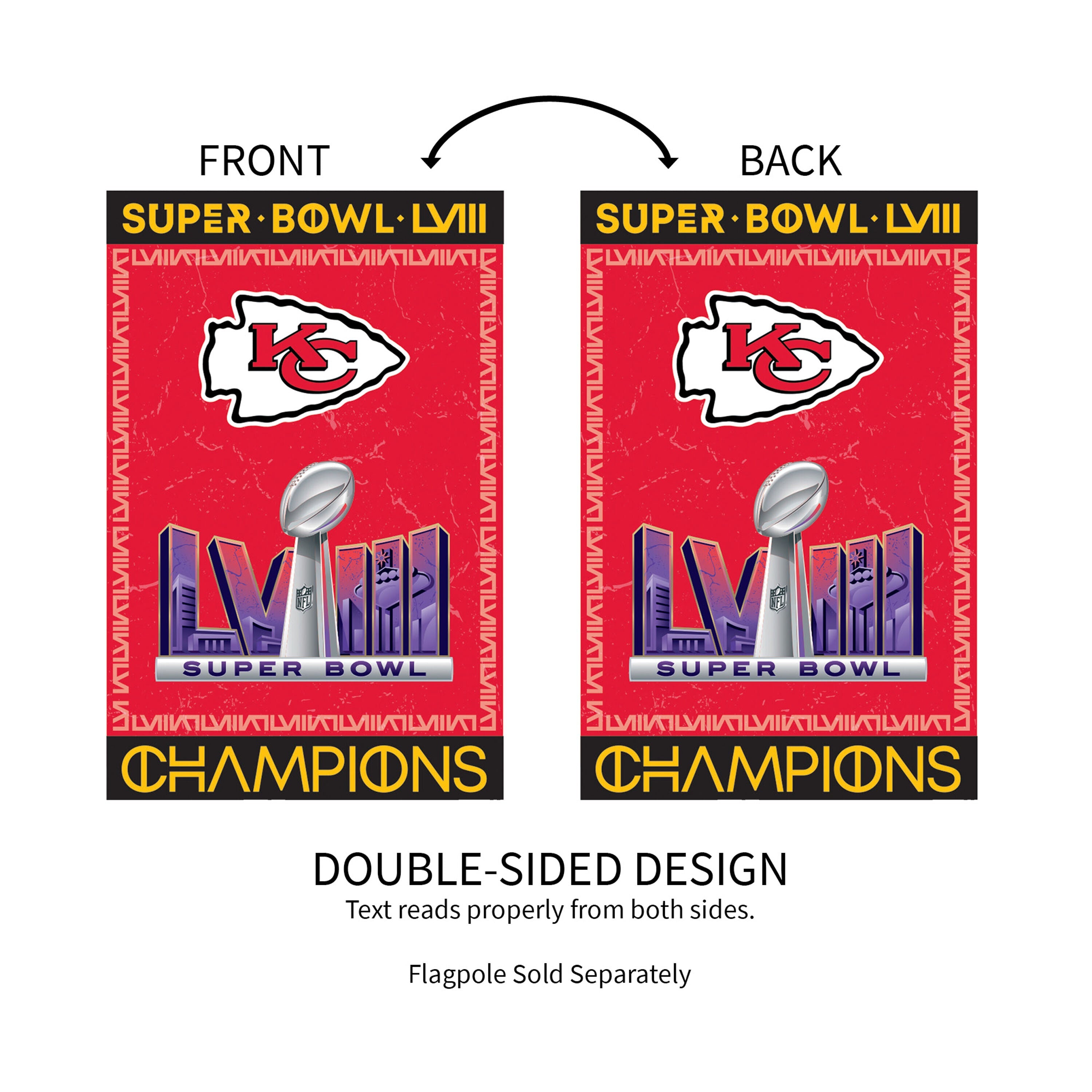 Kansas City Chiefs SB58 Champions Embossed Suede Flag