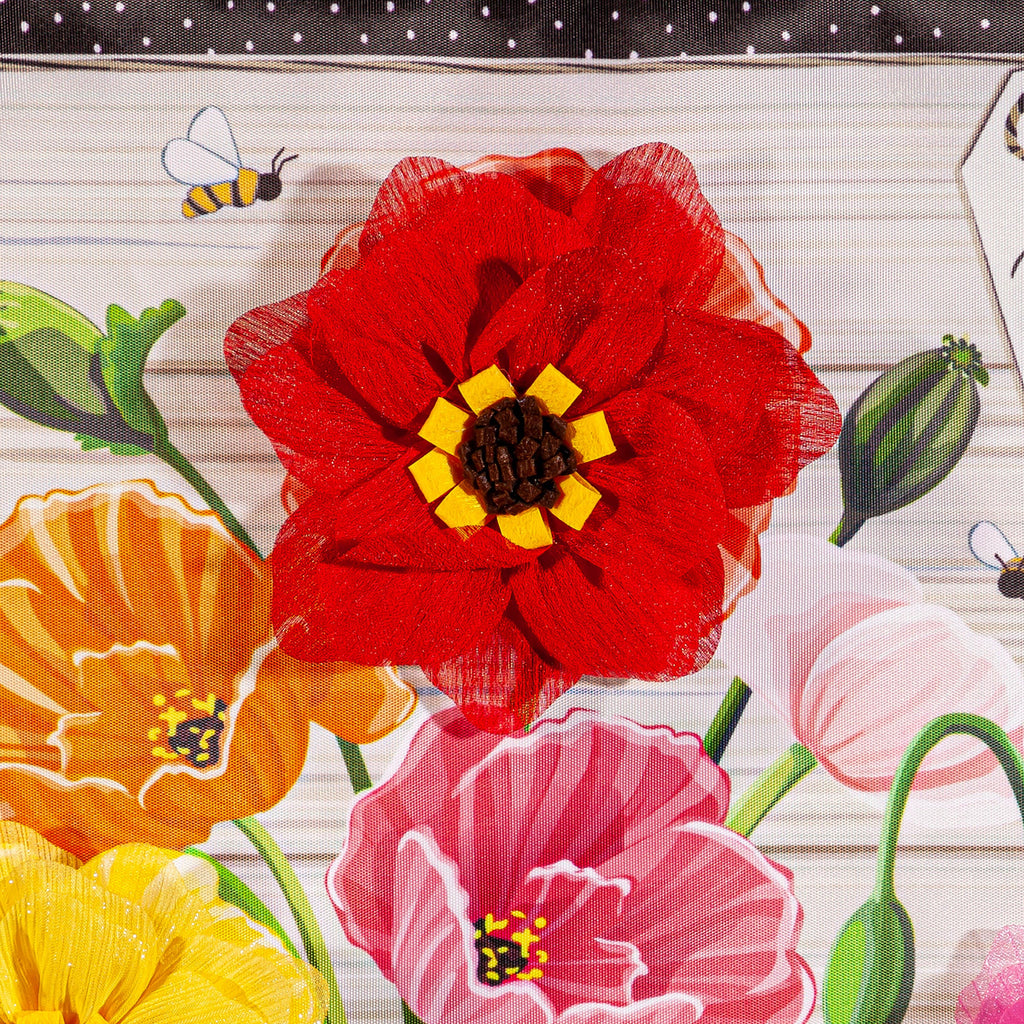 Poppies and Painted Cans Applique Garden Flag