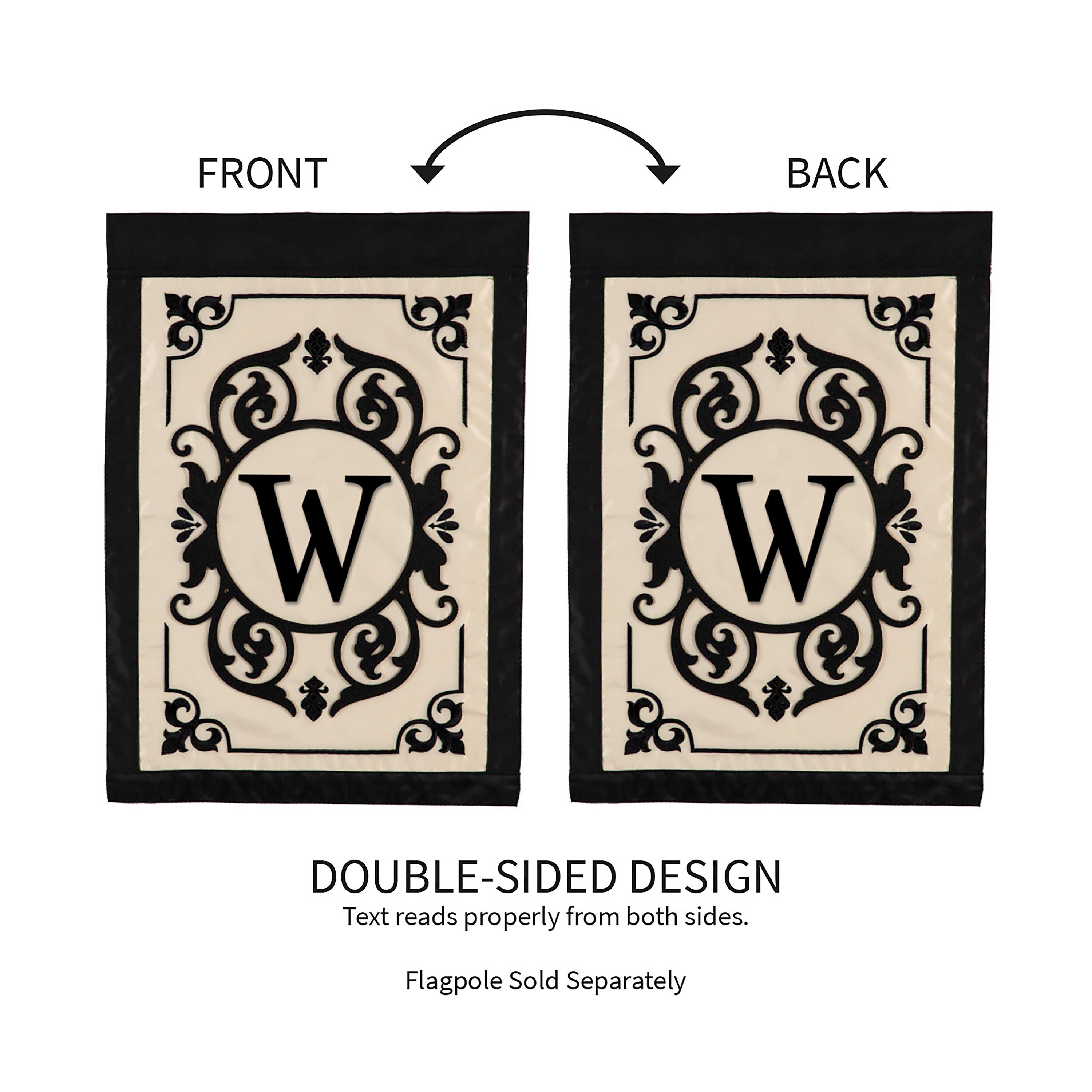 Cambridge Monogram Garden Applique Flag, Letter W
