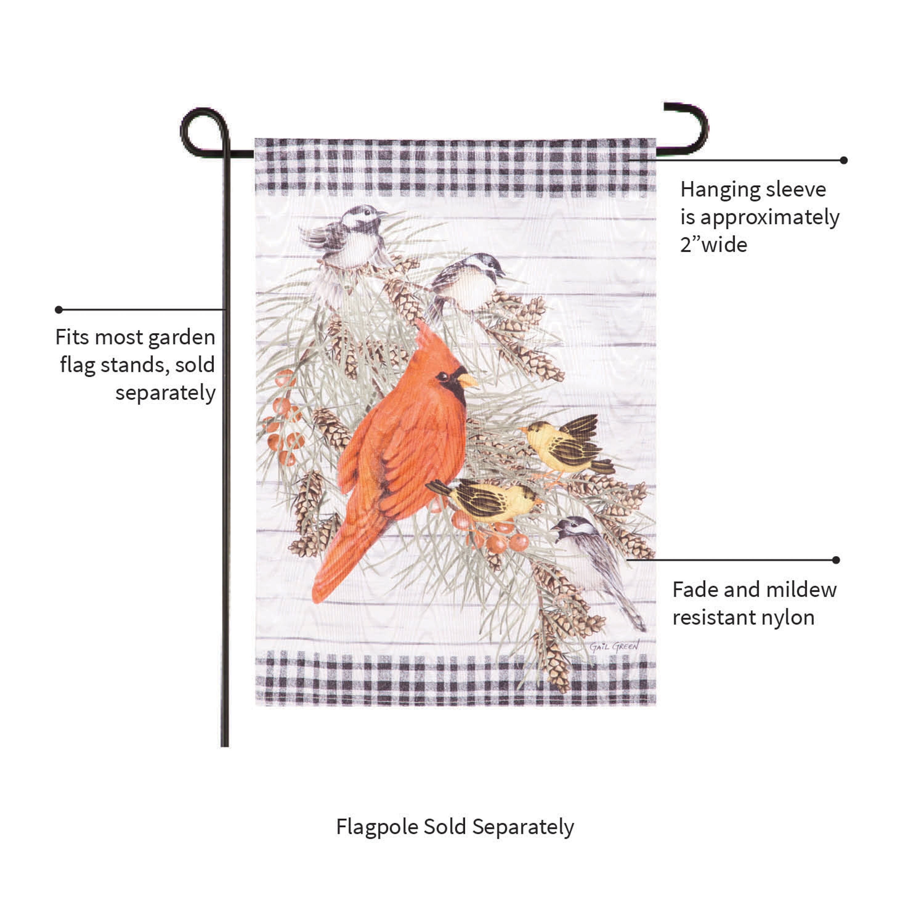 Bird Friends Moire Garden Flag