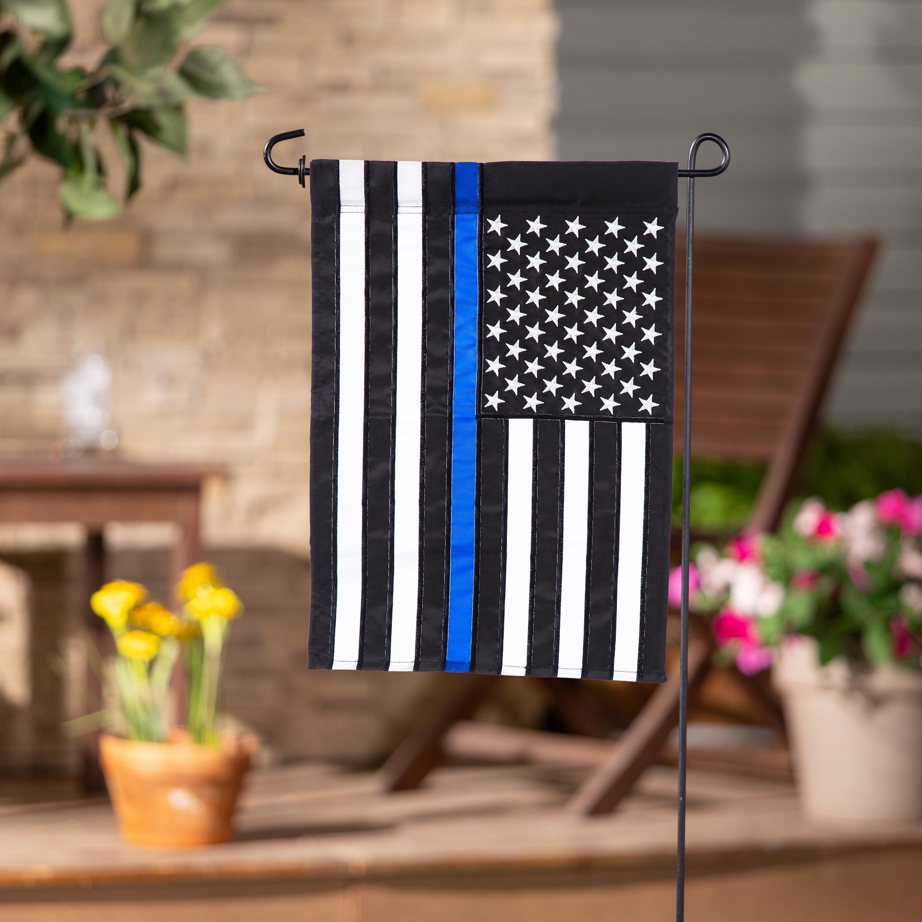 Thin Blue Line Garden Applique Flag