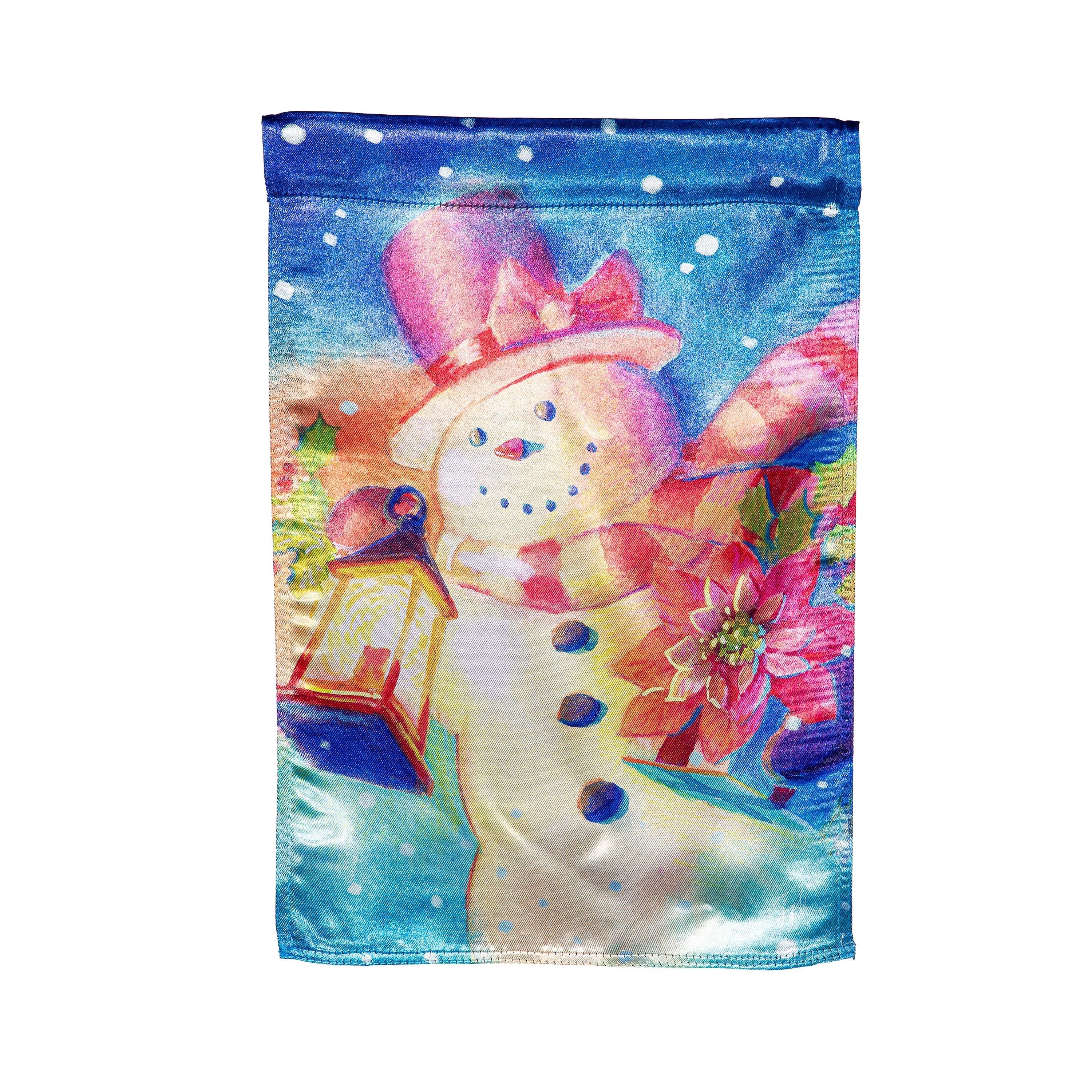 Lantern Snowman Lustre Garden Flag