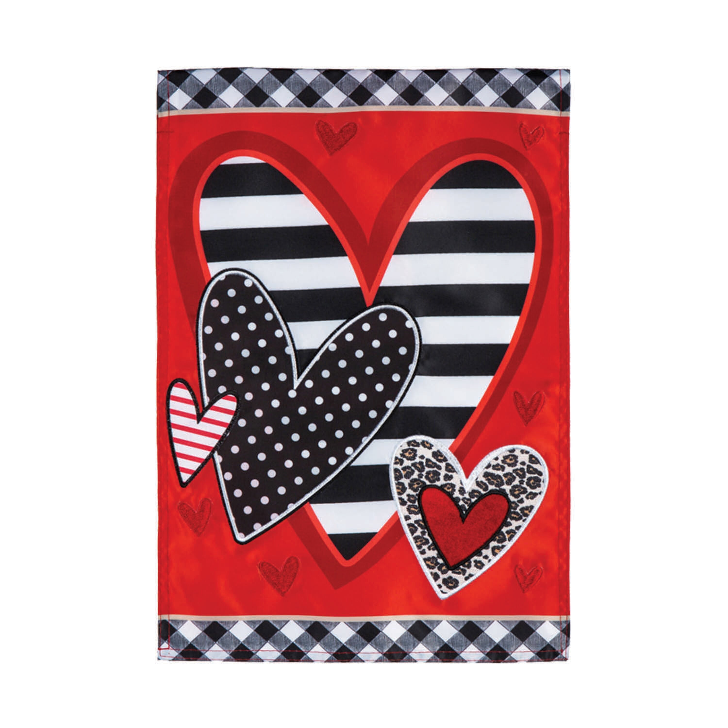 Patterned Heart Applique Garden Flag
