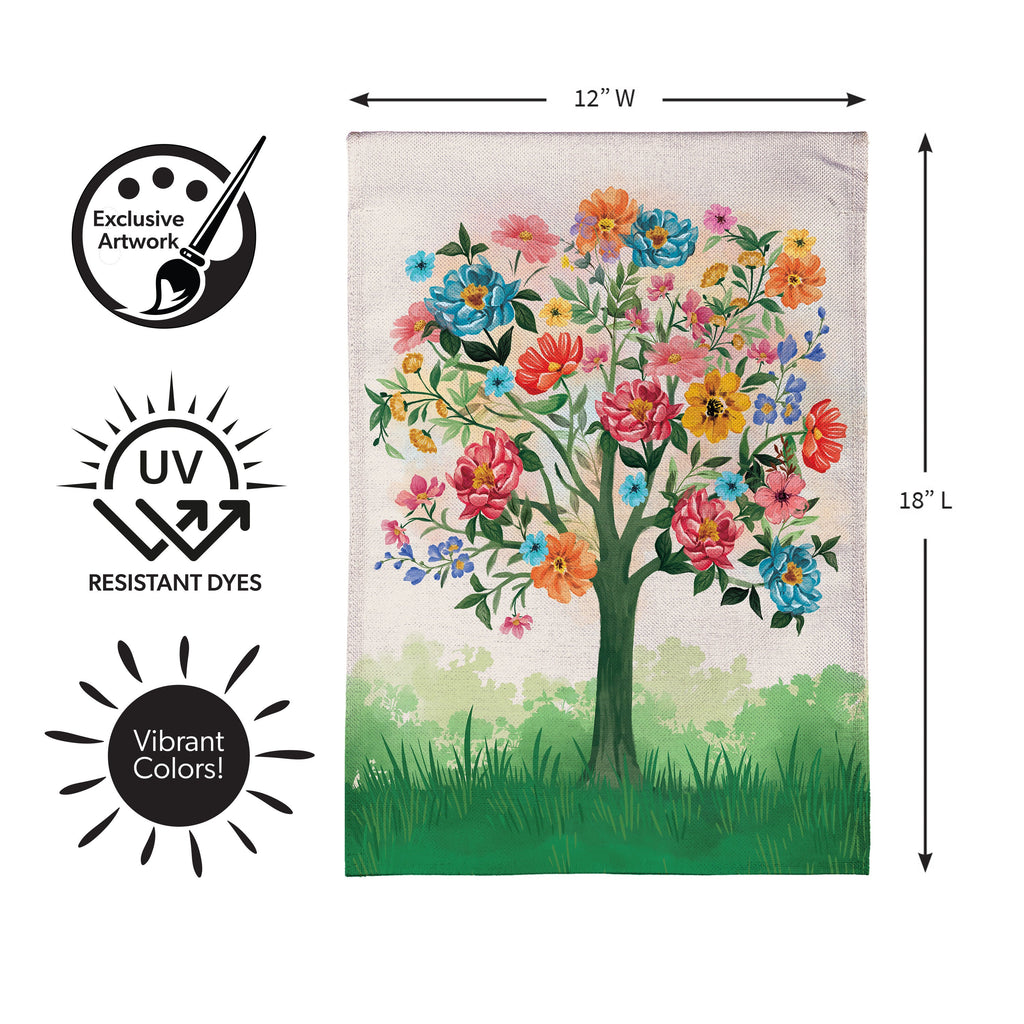 Blooming Tree of Life Burlap Garden Flag