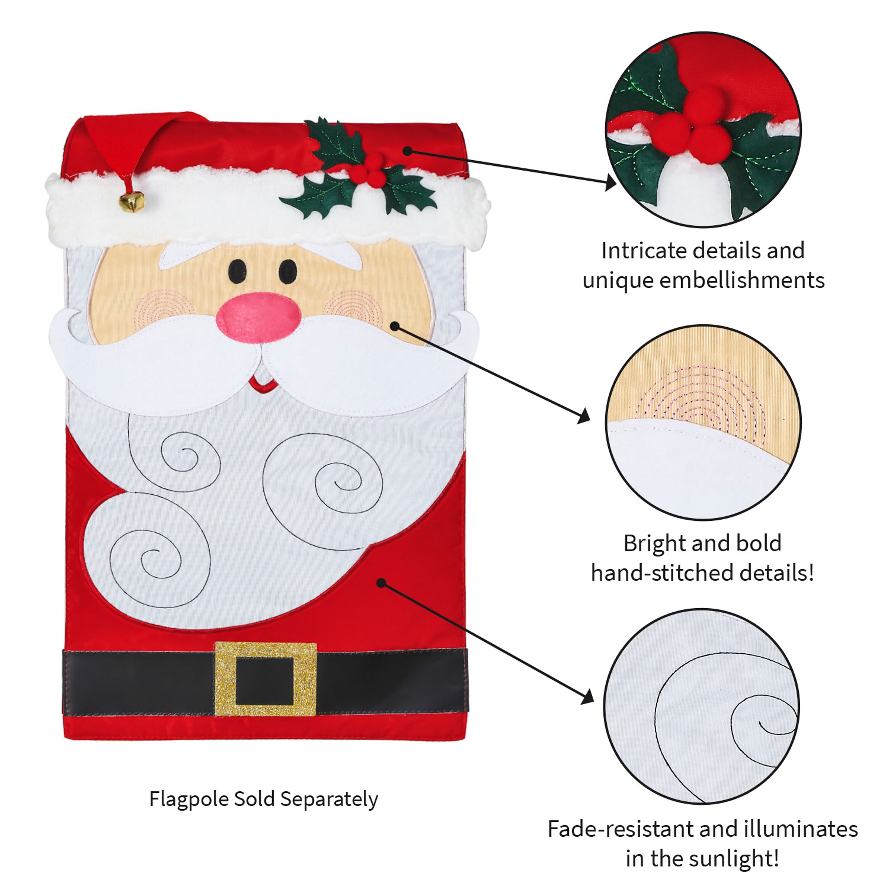 Santa Claus Garden Applique Flag