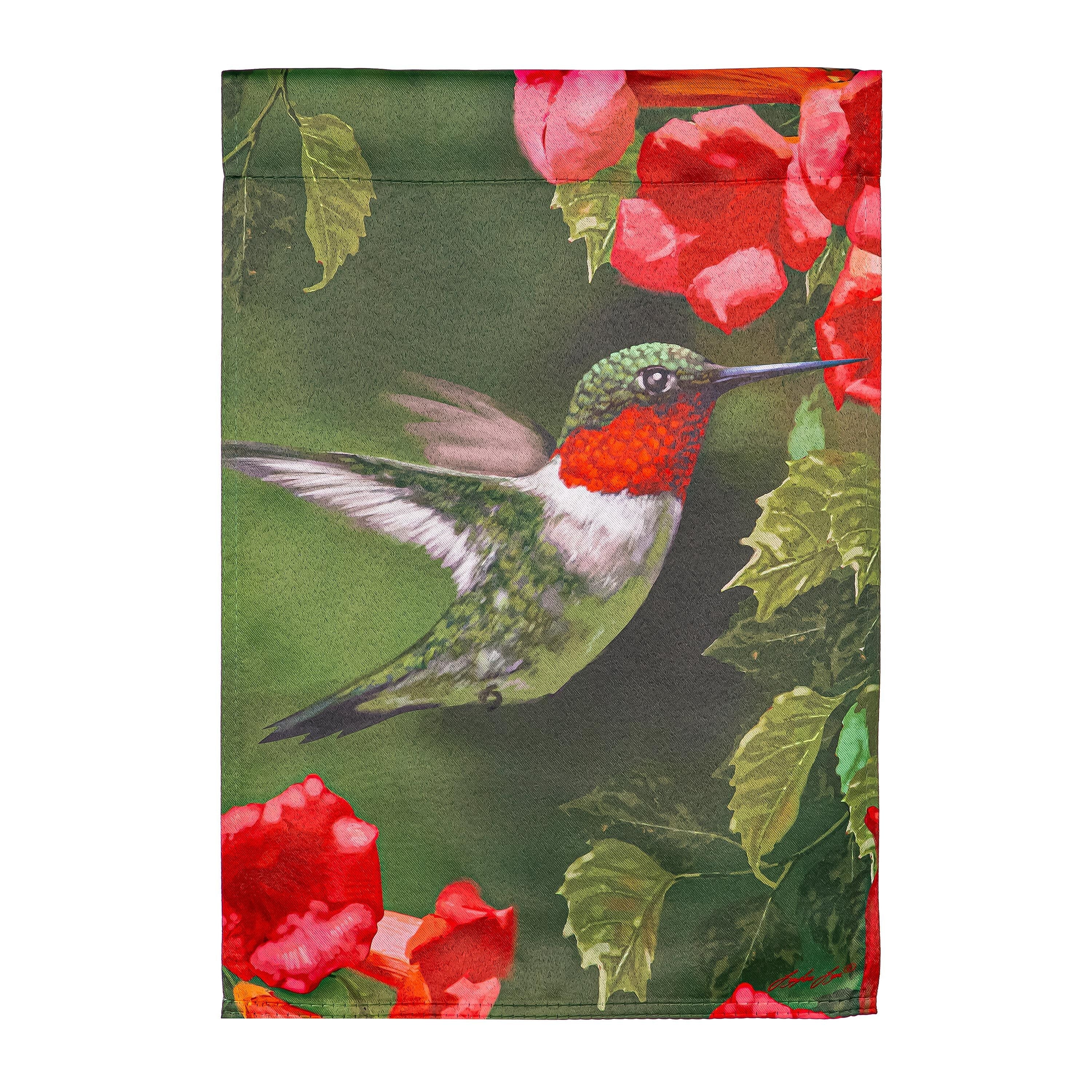 Hummingbird Closeup Suede Garden Flag