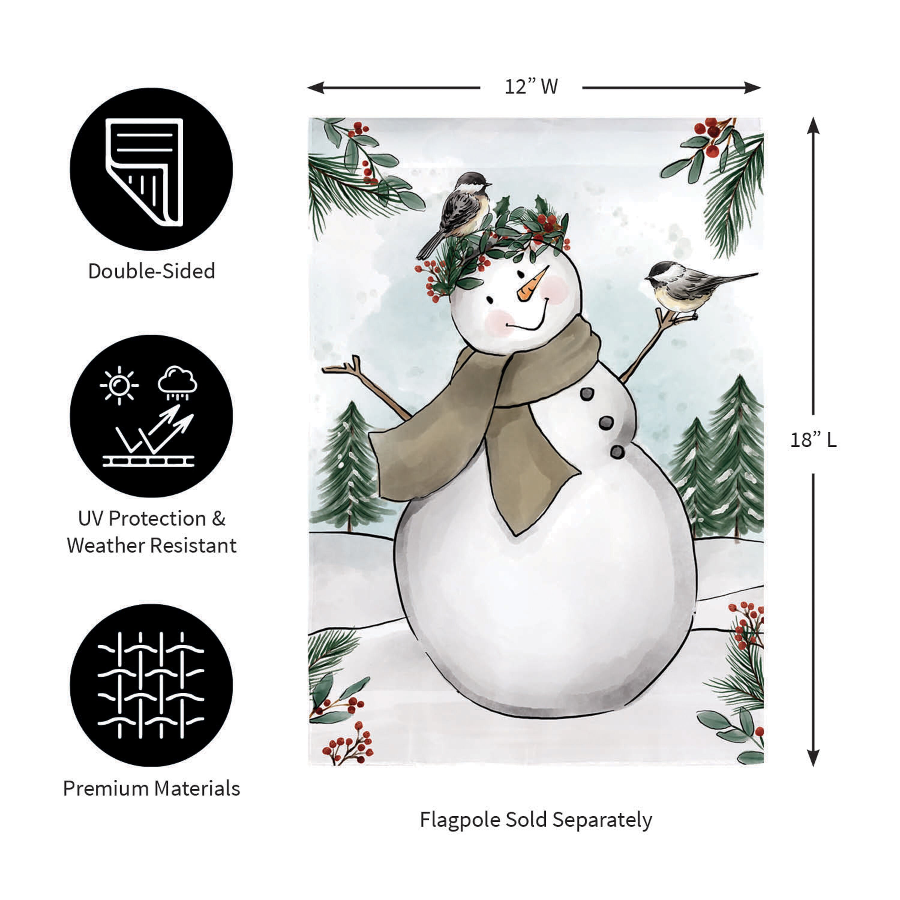Snowman Applique Garden Flag