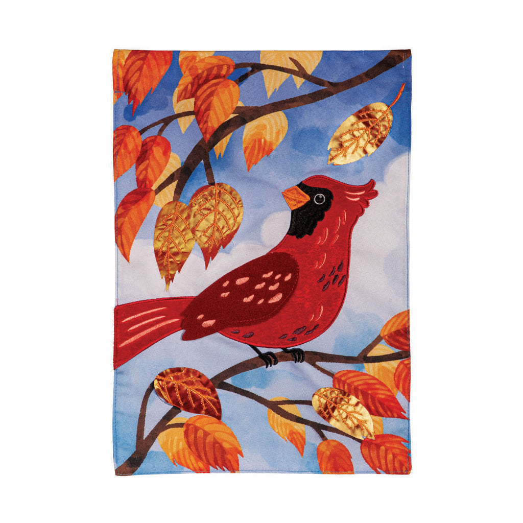 Cardinal in Fall Tree Applique Garden Flag