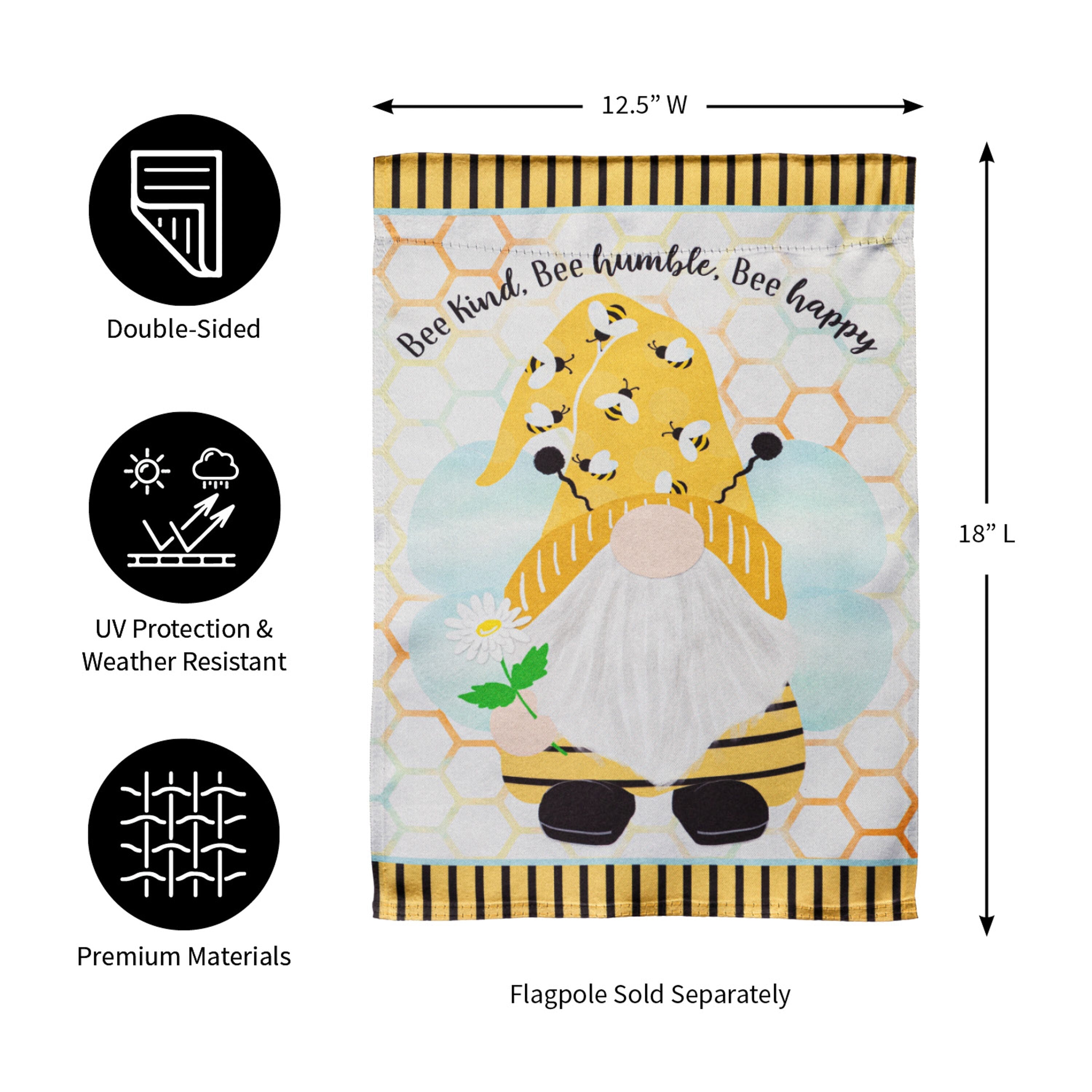 Bee Humble Bee Gnome Garden Lustre Flag