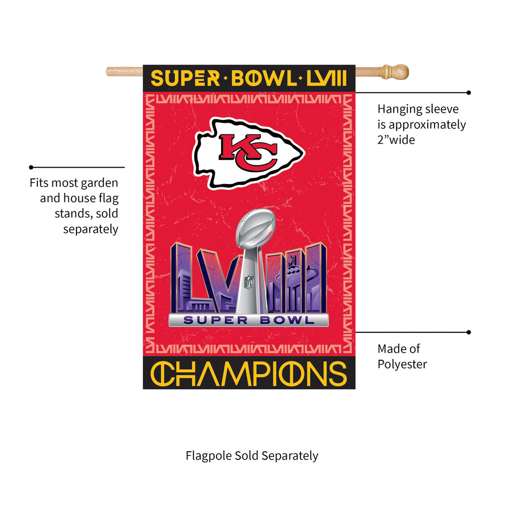 Kansas City Chiefs SB58 Champions Embossed Suede House Flag