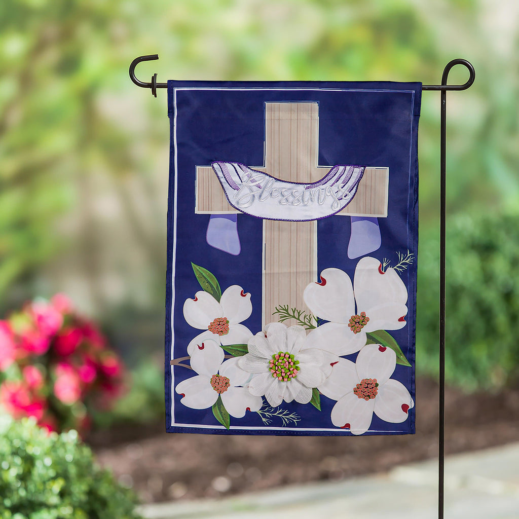 Dogwood Blessings Garden Applique Flag