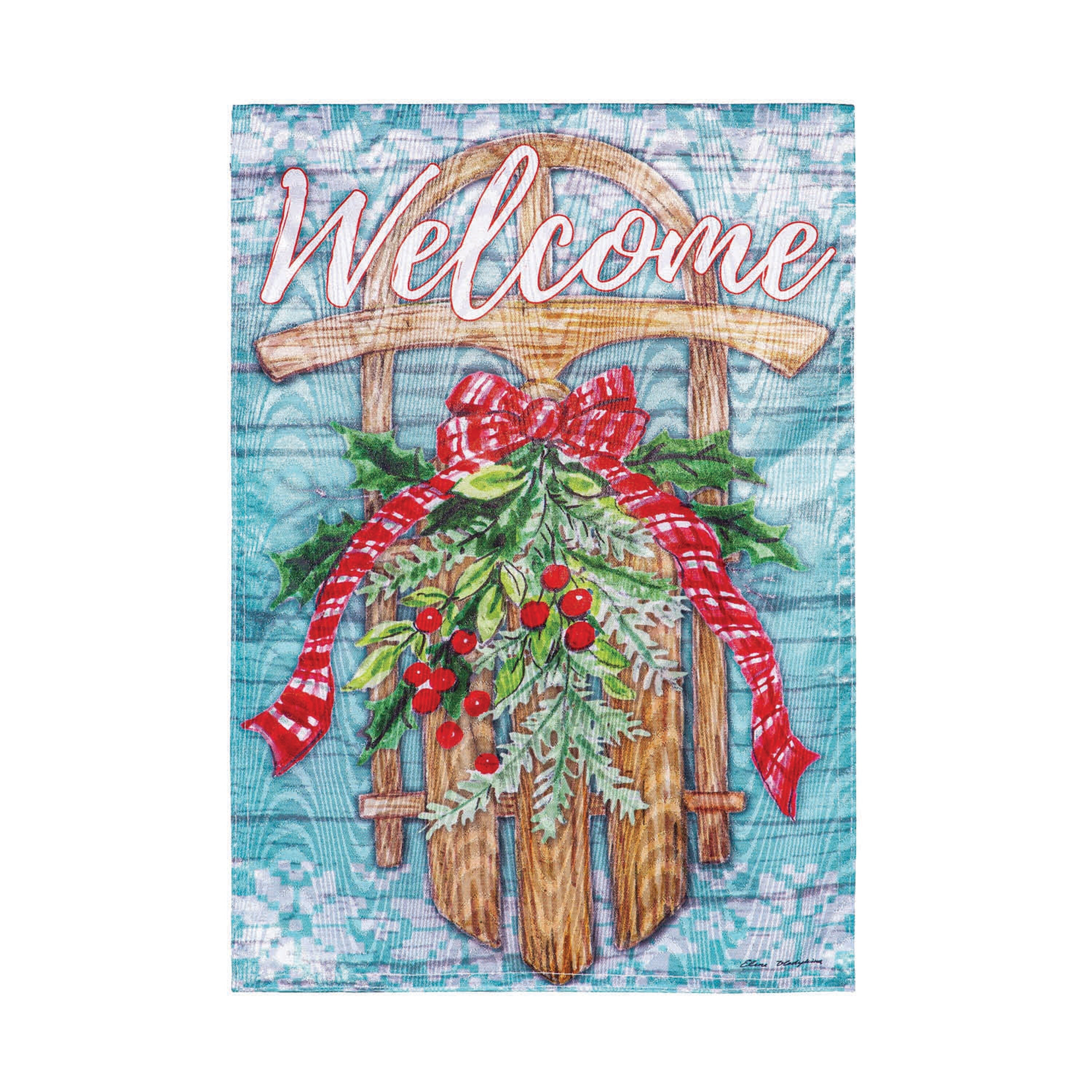 Welcome Sled Moire Garden Flag