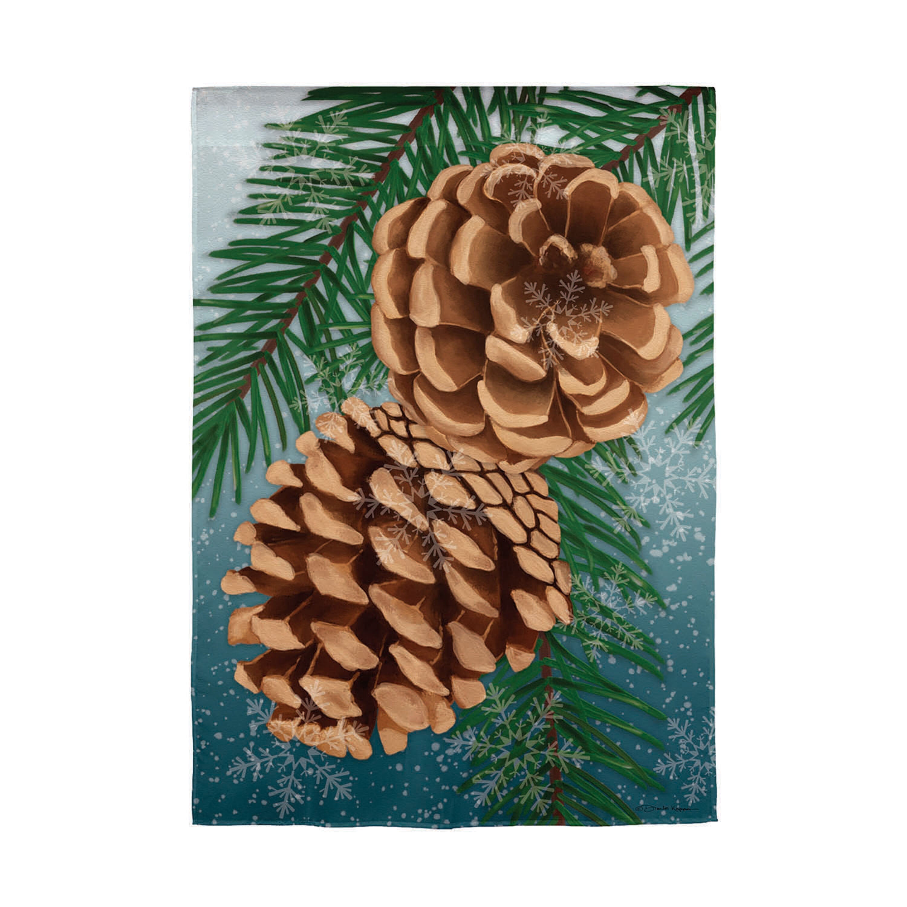 Winter Pine Cone Suede Garden Flag