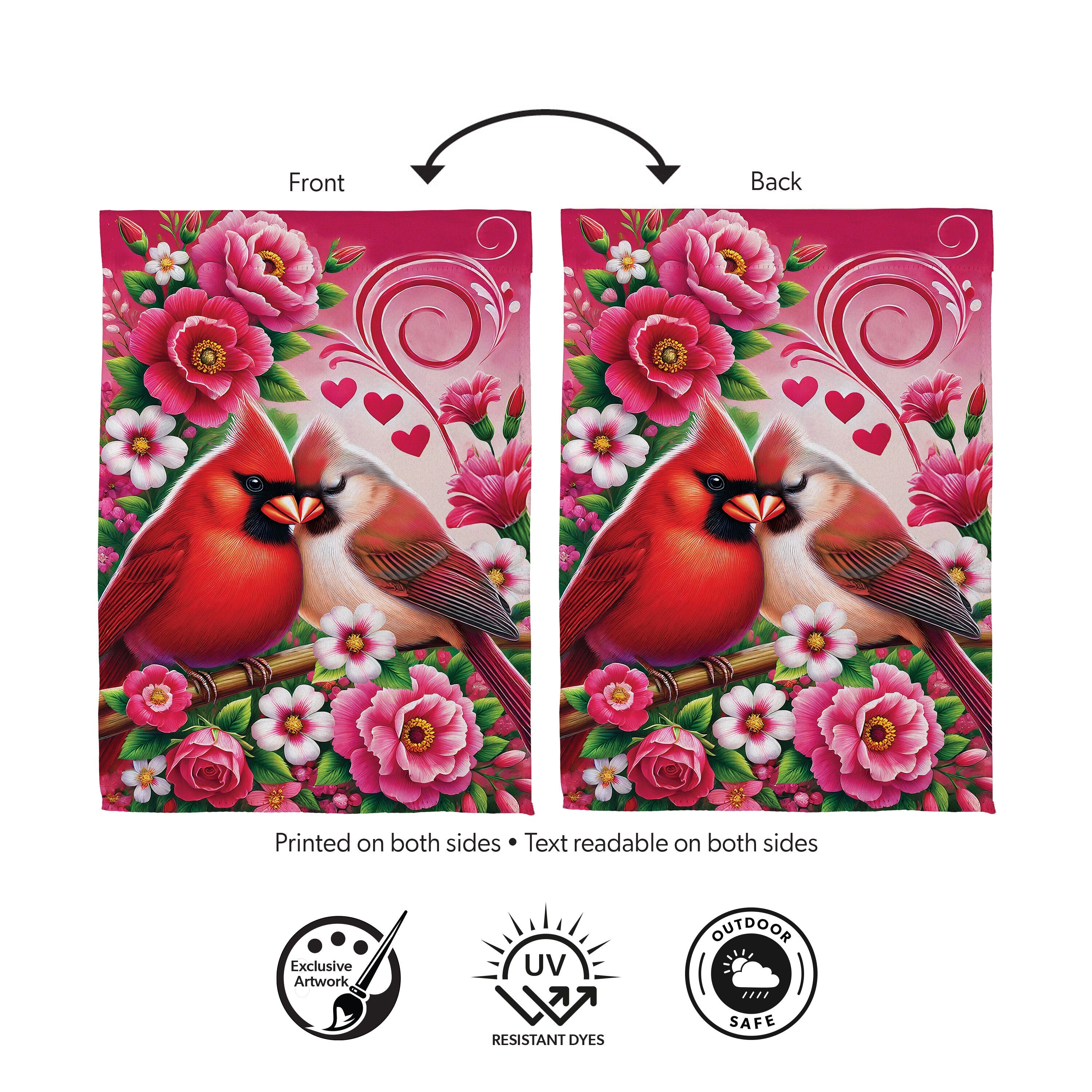 Cardinal Lovers Suede House Flag