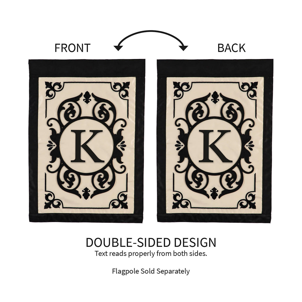 Cambridge Monogram Garden Applique Flag, Letter K
