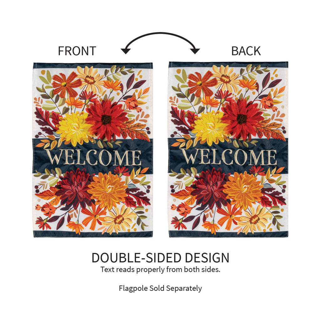 Fall Floral Applique House Flag