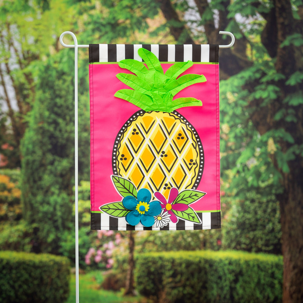 Bright Pineapple Garden Applique Flag