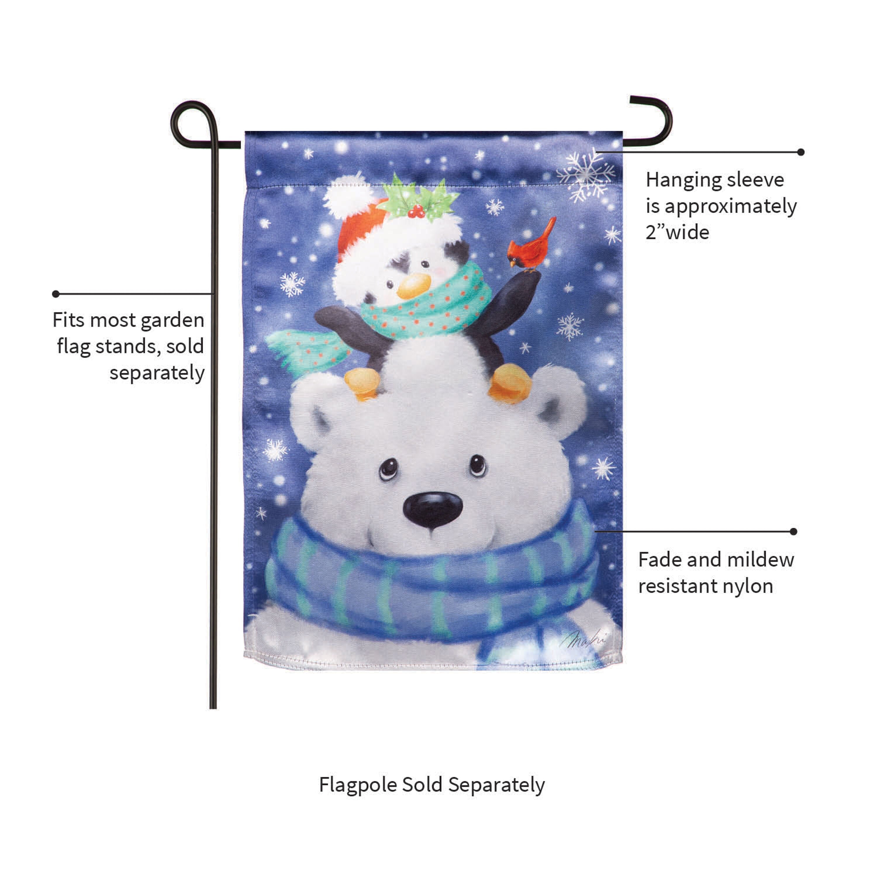 Polar Bear and Friends Lustre Garden Flag