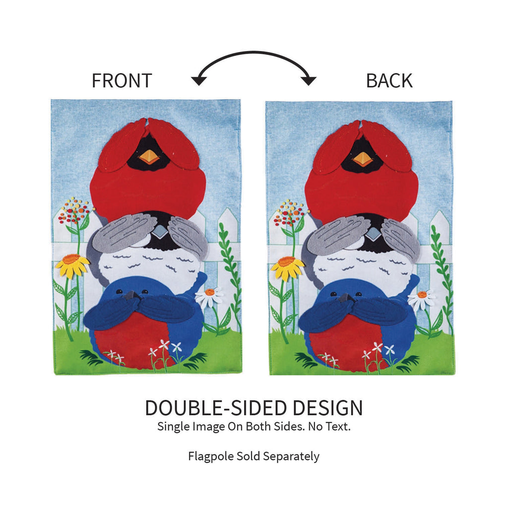 Portly Birds Garden Burlap Flag