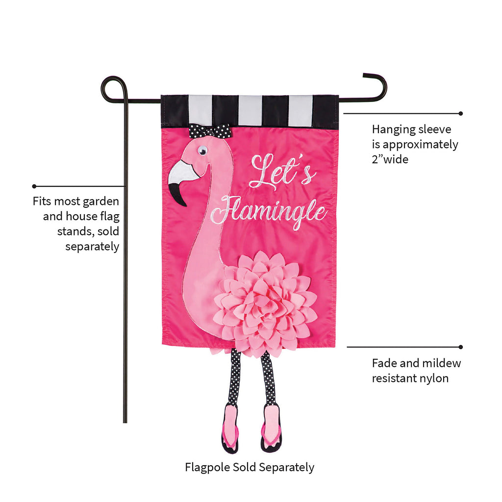 Let's Flamingle Garden Applique Flag