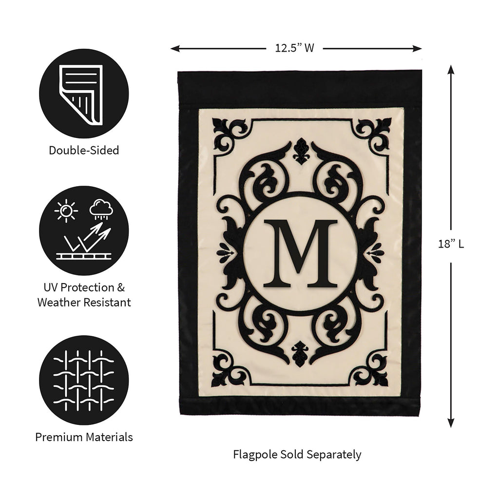 Cambridge Monogram Garden Applique Flag, Letter M