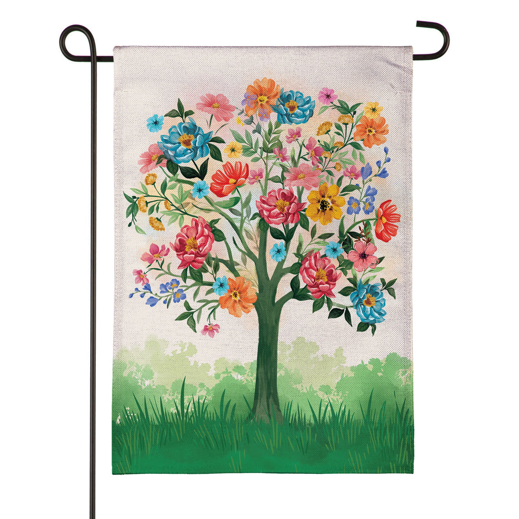 Blooming Tree of Life Burlap Garden Flag