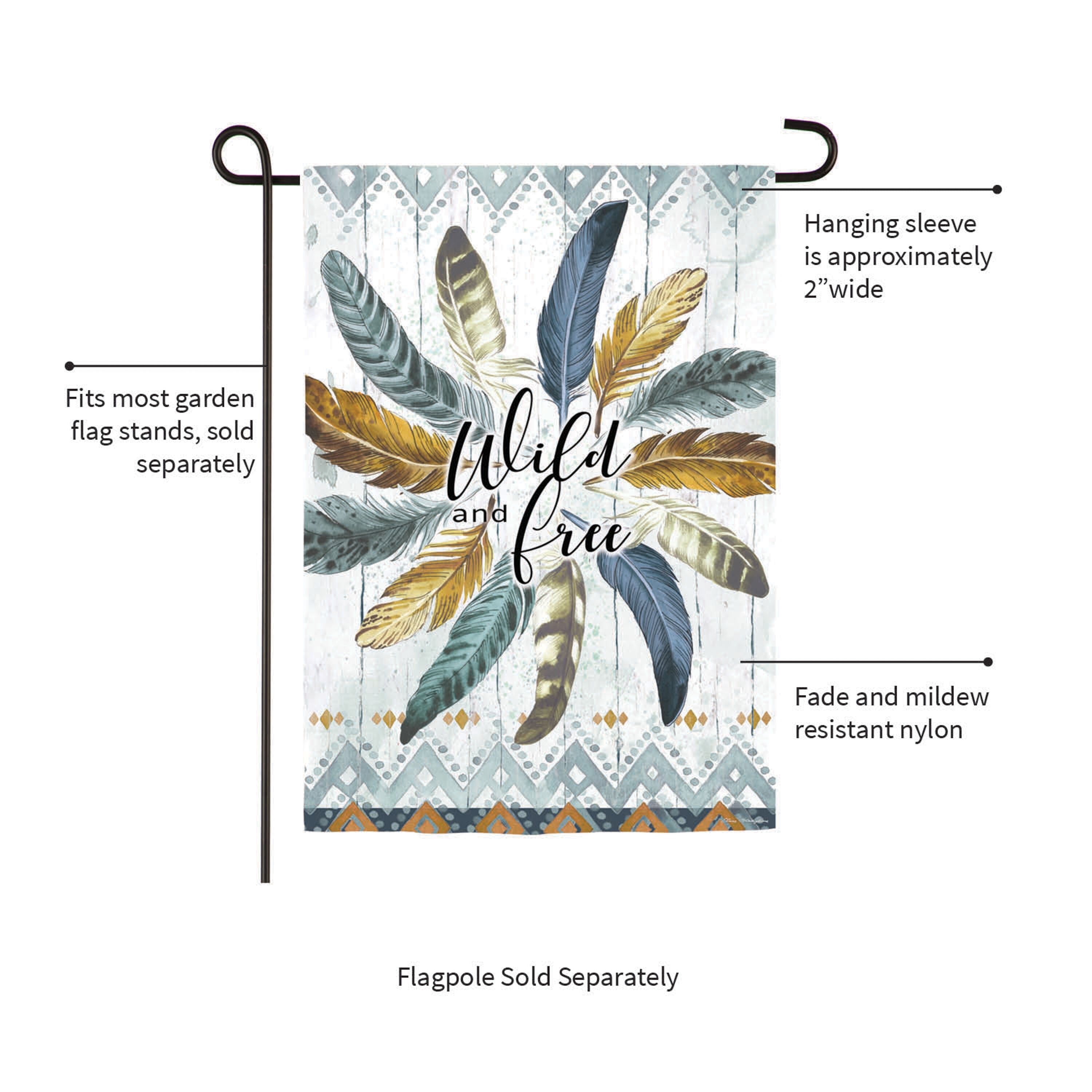 Feather Circle Moire Garden Flag