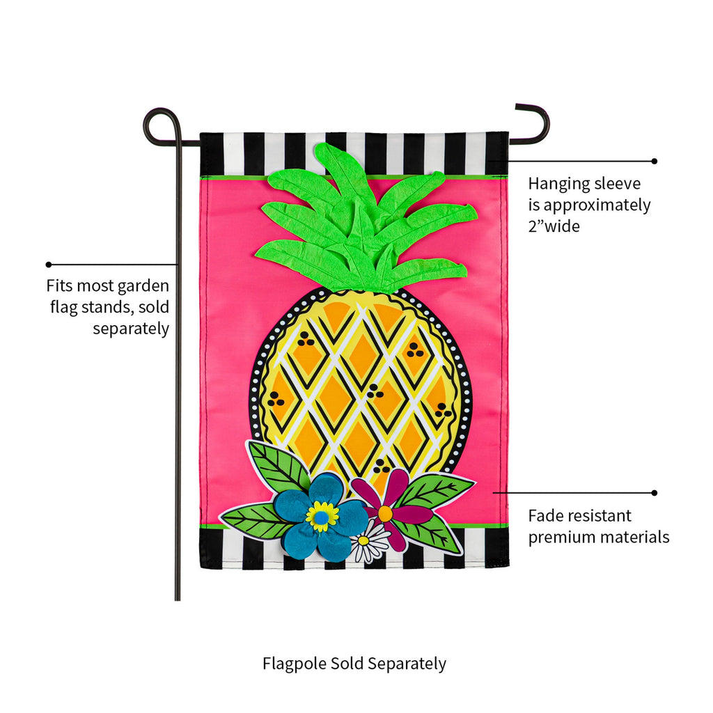 Bright Pineapple Garden Applique Flag