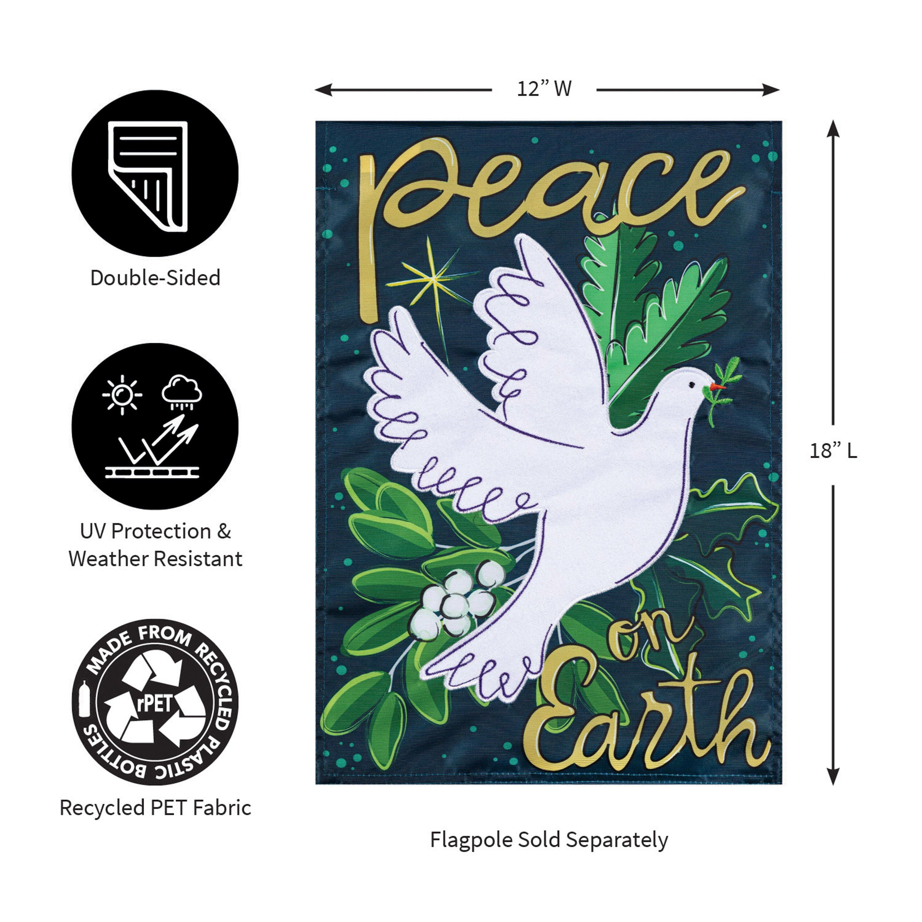 Peace On Earth Applique Garden Flag