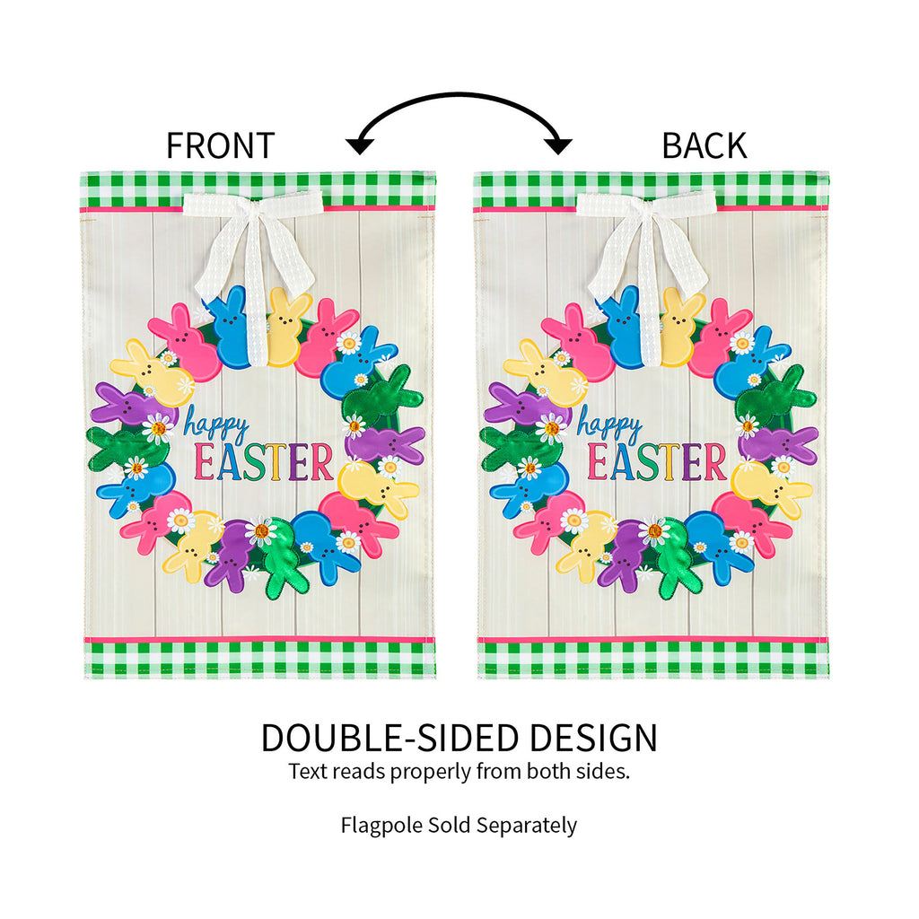 Colorful Bunny Wreath Garden Applique Flag