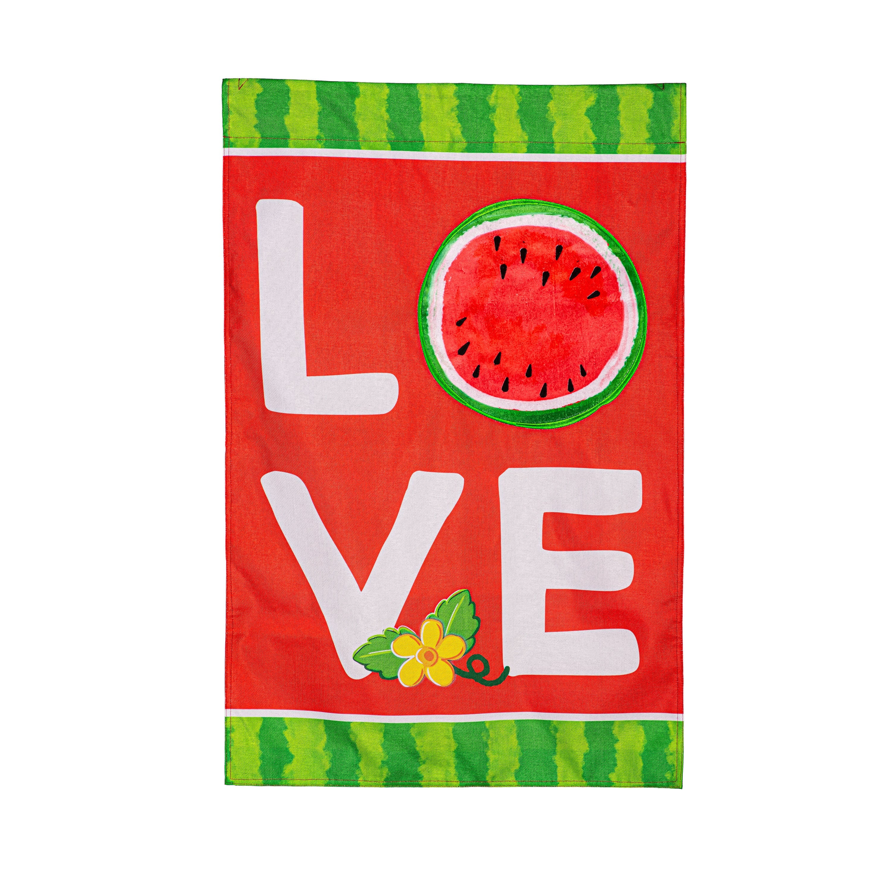 Watermelon Love Burlap House Flag