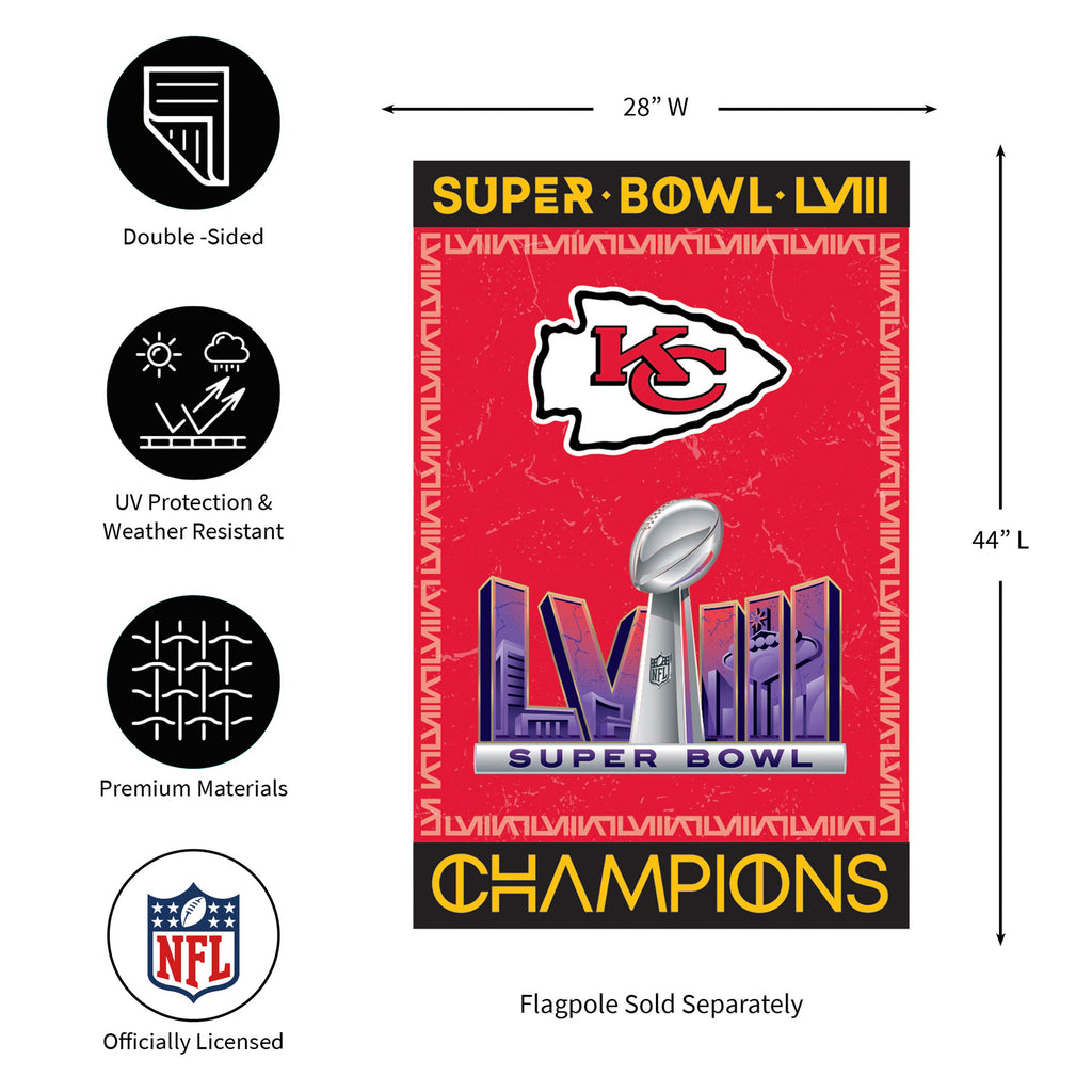 Kansas City Chiefs SB58 Champions Embossed Suede House Flag