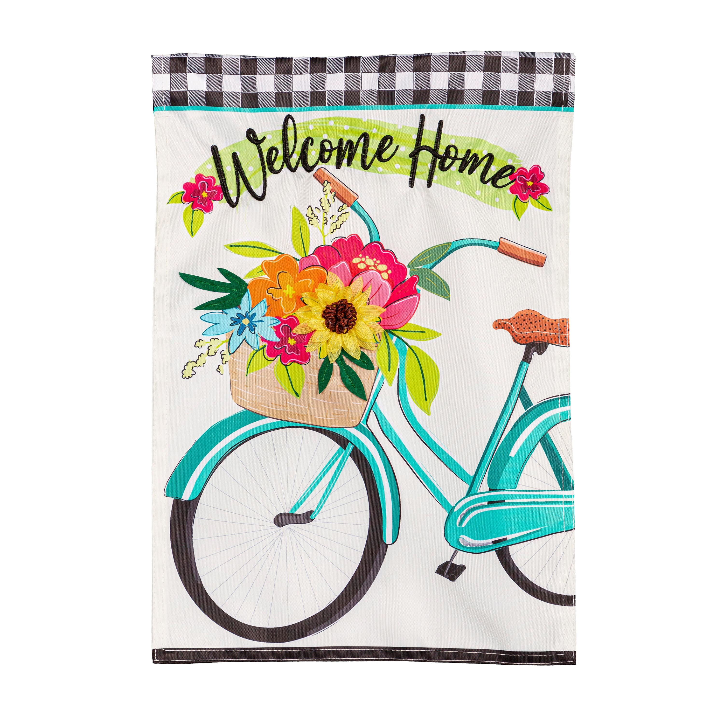 Welcome Home Bicycle Applique Garden Flag