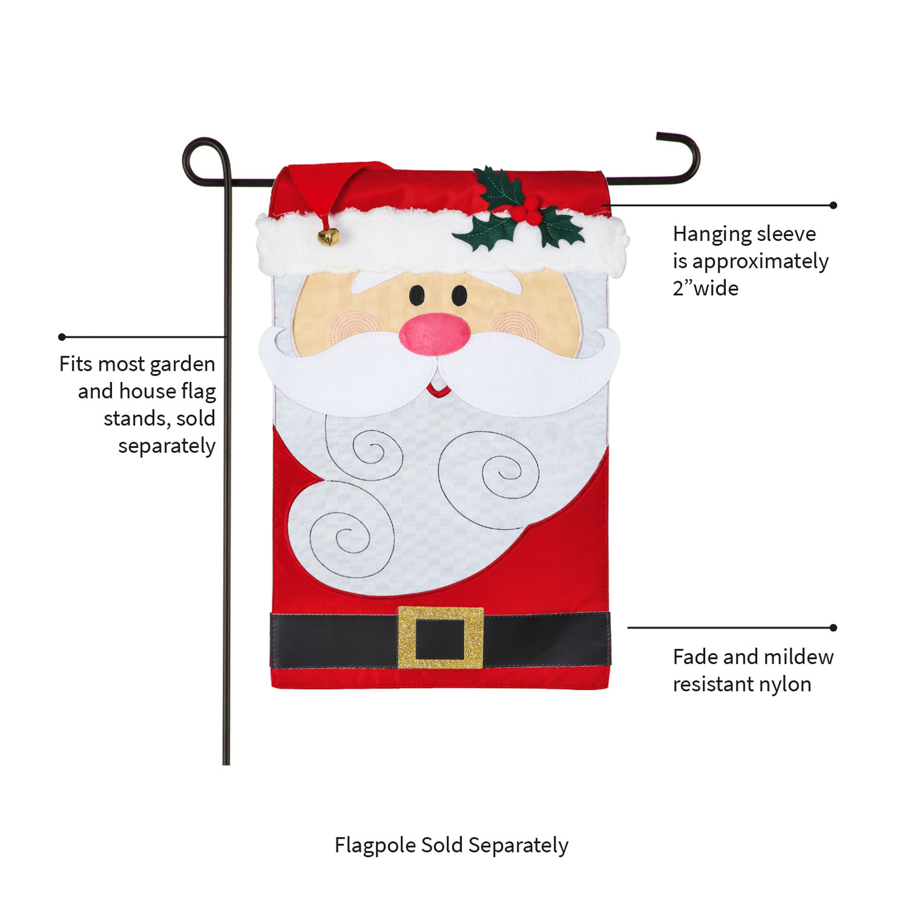 Santa Claus Garden Applique Flag