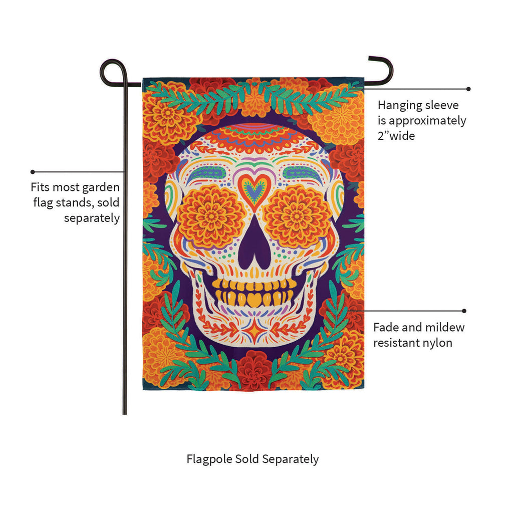 Day of the Dead Skull Burlap Garden Flag