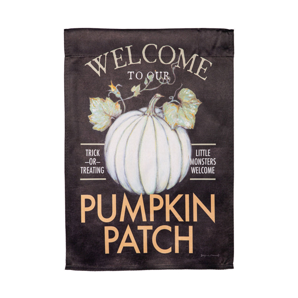 Welcome to Our Pumpkin Patch Suede Garden Flag