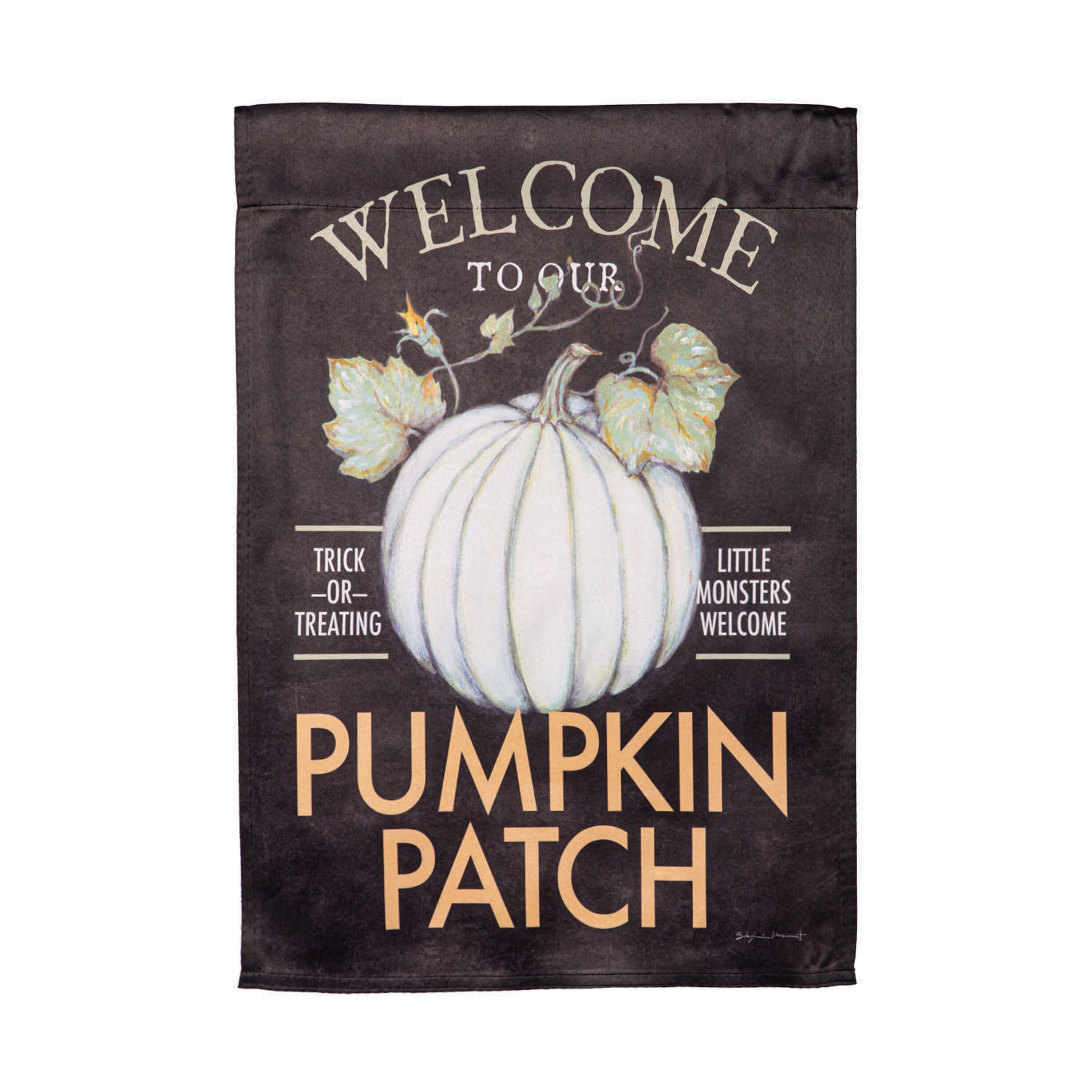 Welcome to Our Pumpkin Patch Suede Garden Flag