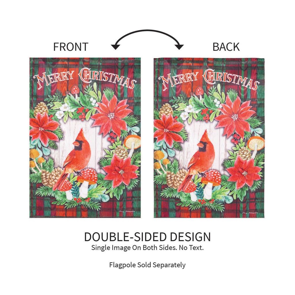 Merry Christmas Cardinal Moire Garden Flag